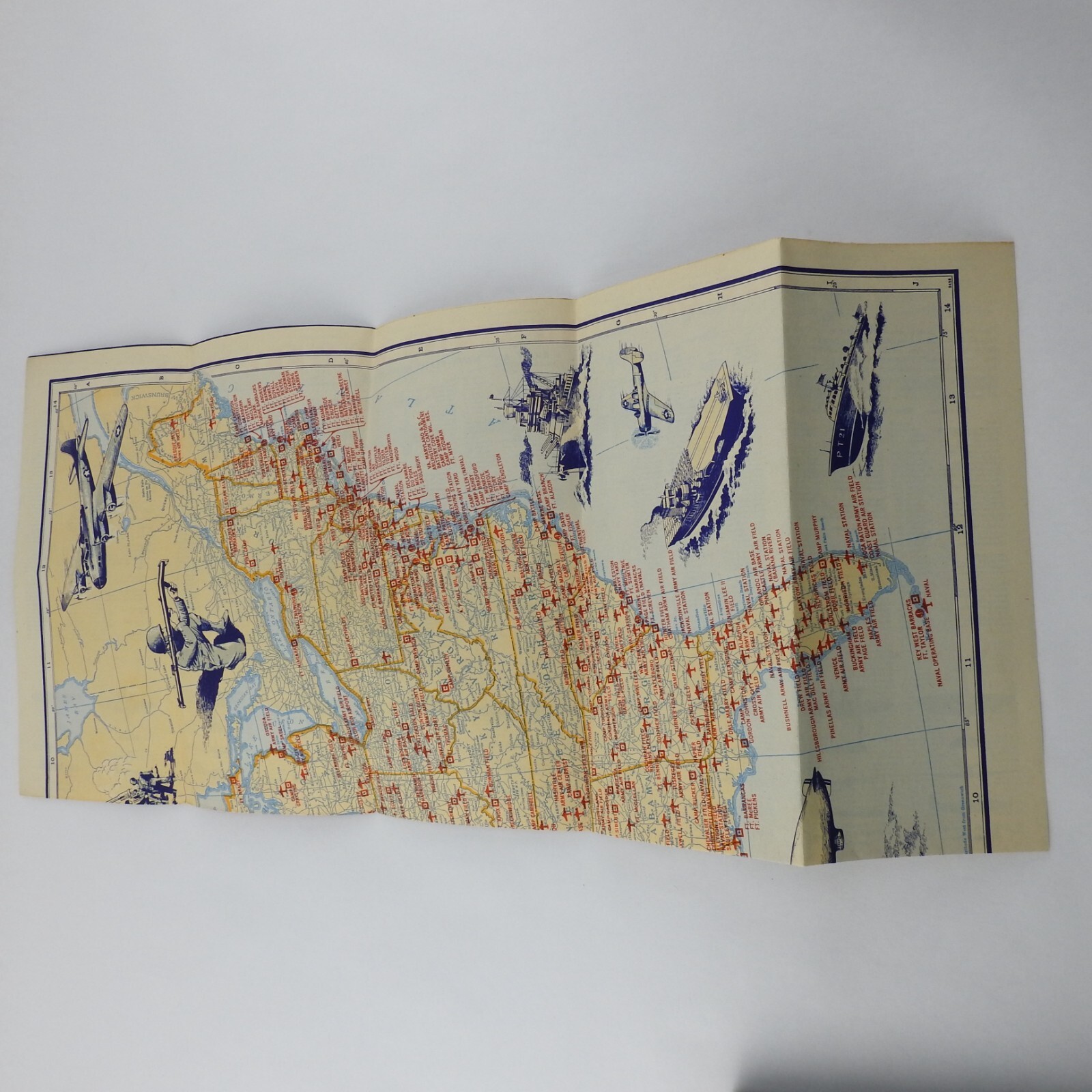 Vintage US Military Map Posts Camps Stations Randy McNally Illustrated Graphics
