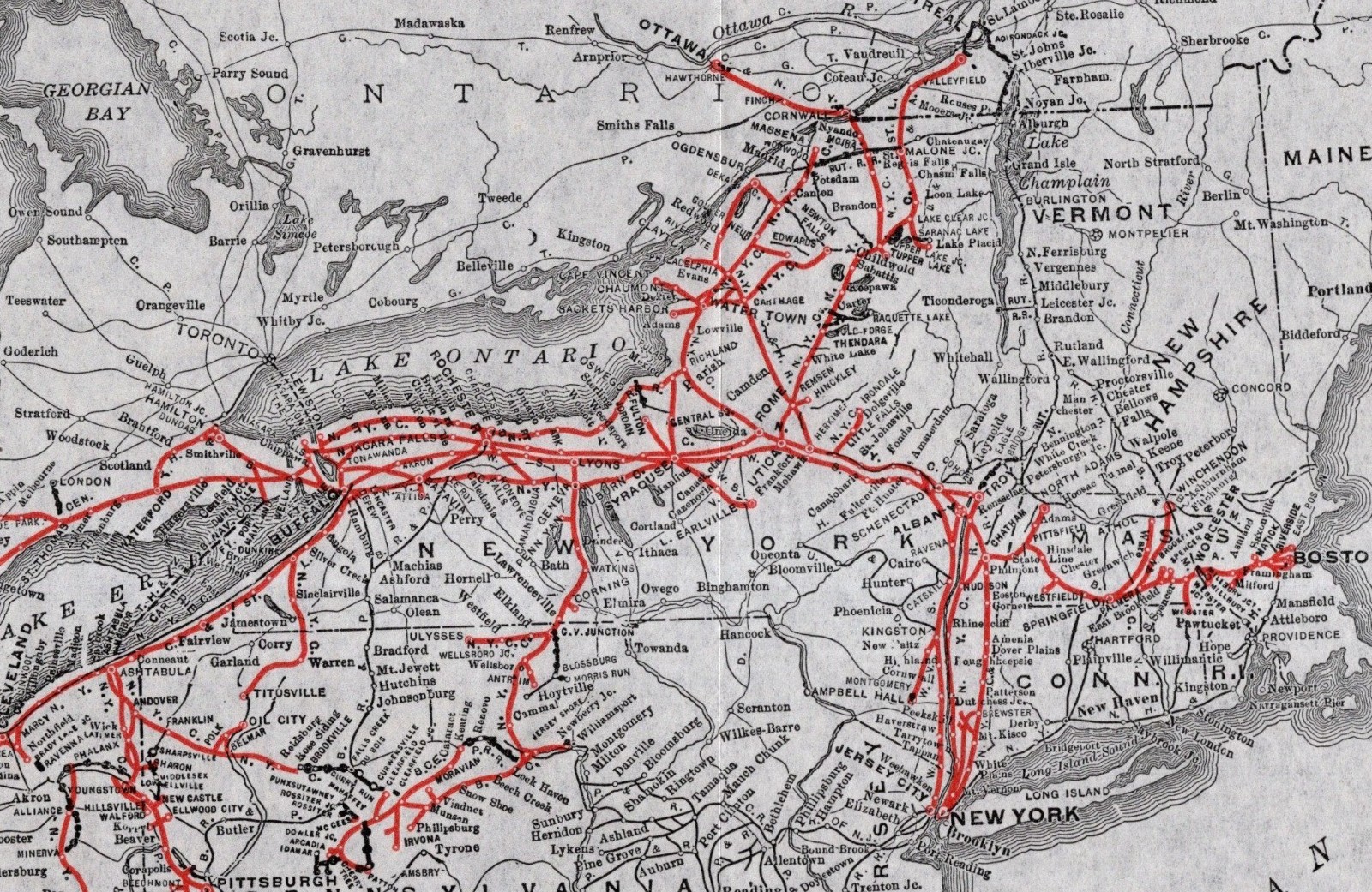 1924 Antique New York Central Railroad Map Vintage New Jersey Railway Map 2801
