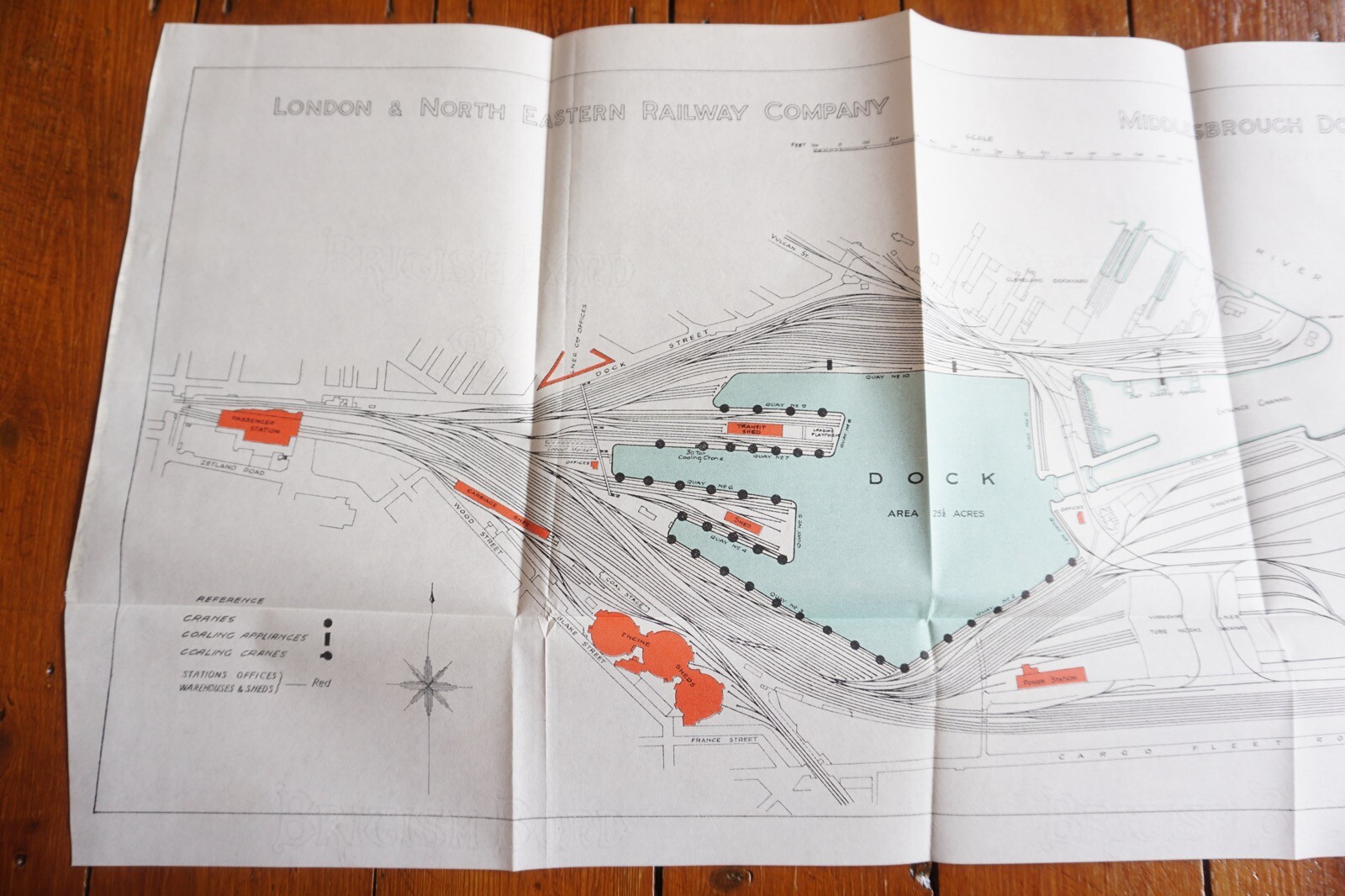 1927 LNER Middlesborough Docks Railway Plan Map