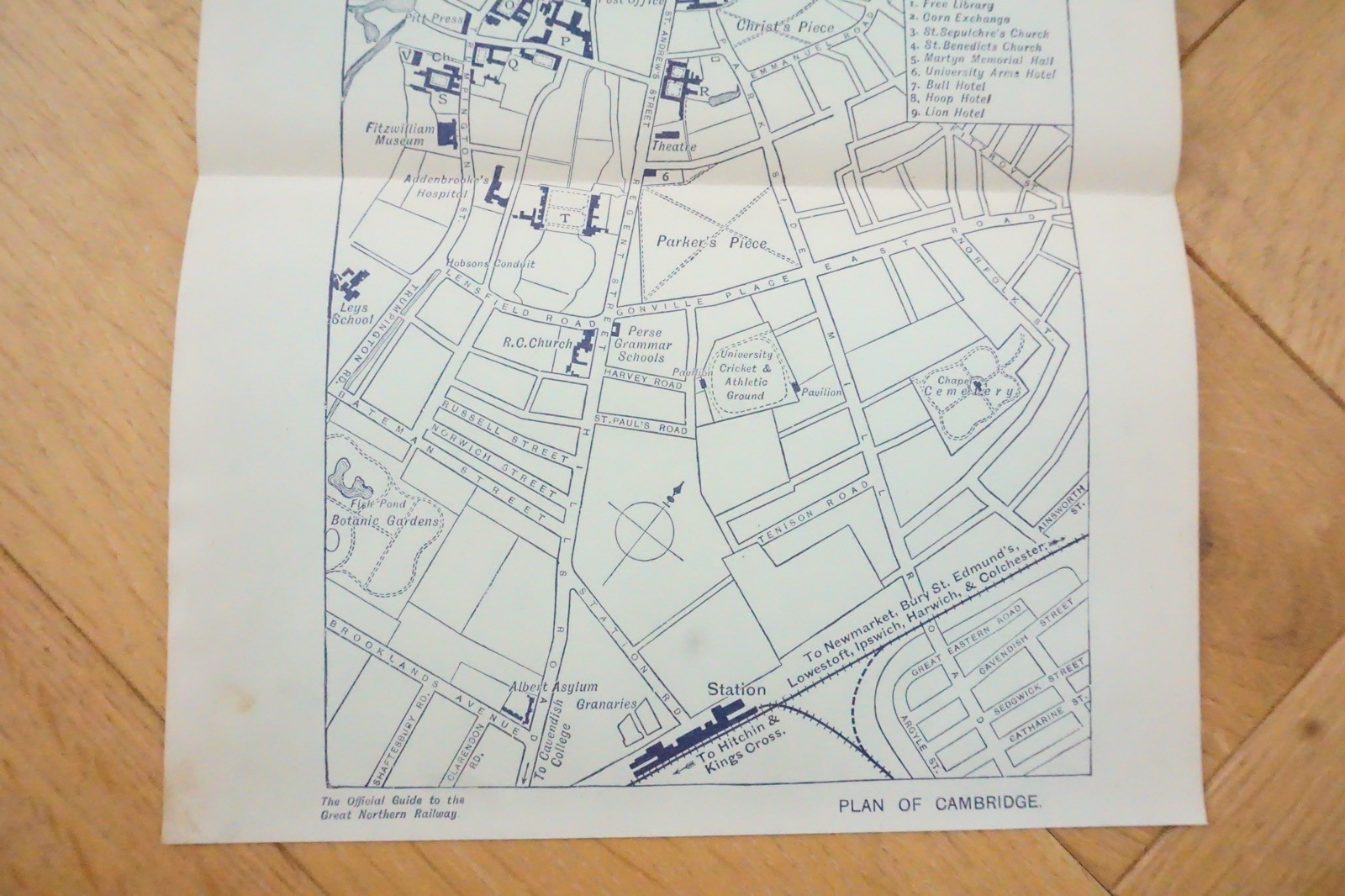 1914 Cambridge Great Northern Railway Map GNR
