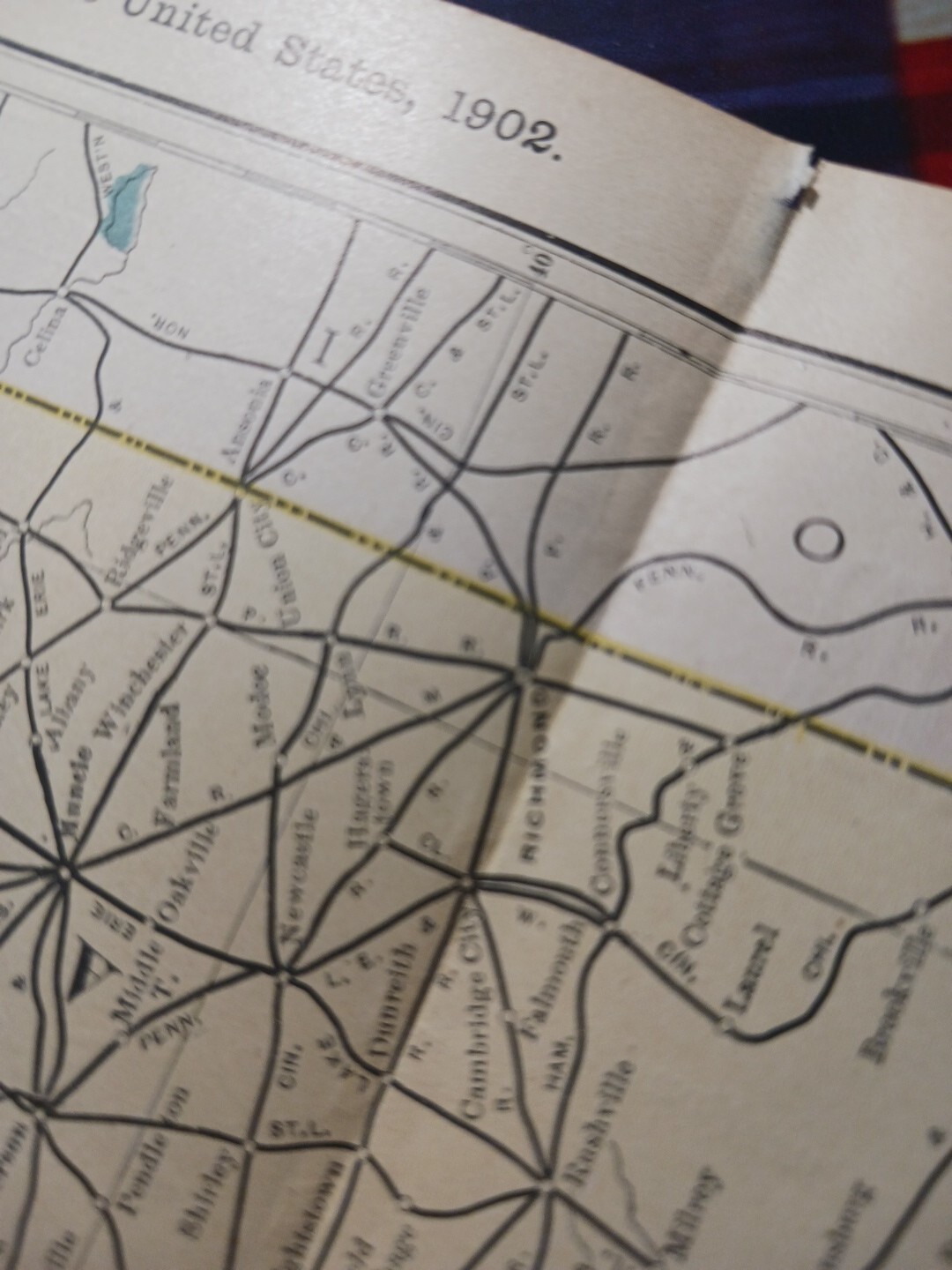 1902 Train Route Map INDIANA All Railroad Lines Stations Towns 11″×9″ Dated