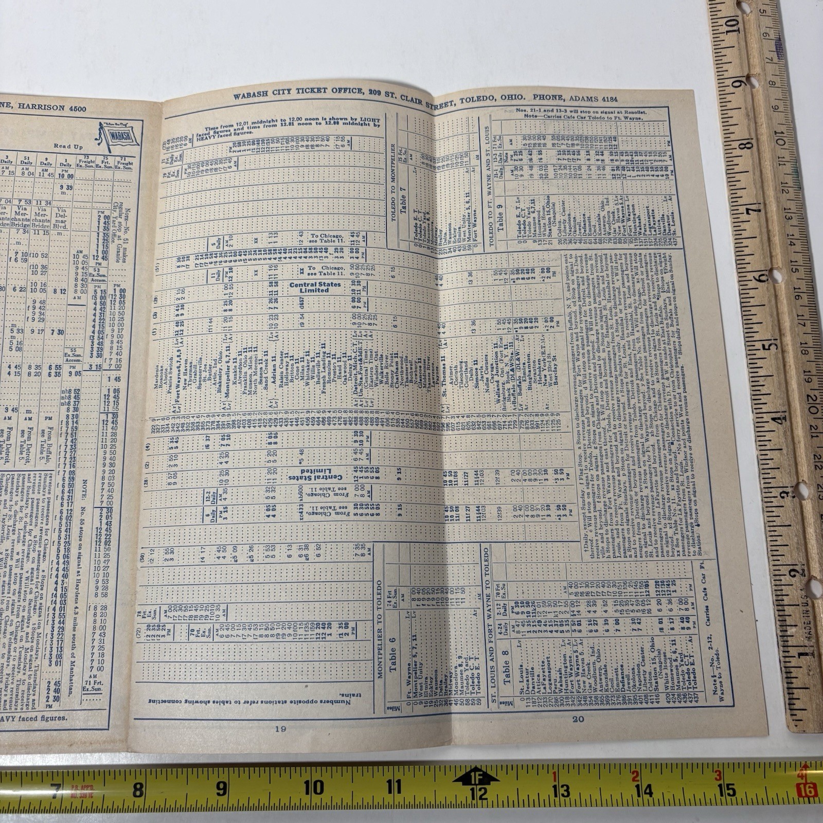 Vintage Wabash Railway Railroad Map Train Original RR Connections 9×16” Old USA
