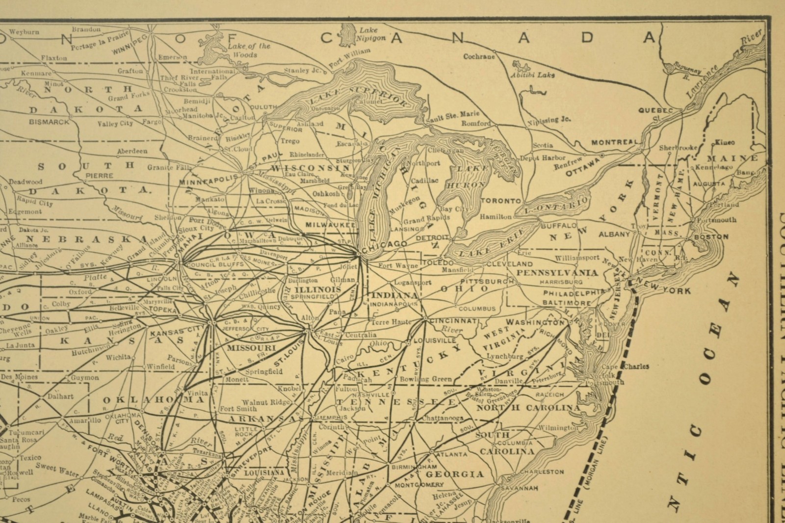 Vintage SOUTHERN PACIFIC Railroad Map Railway Antique 1920s National Parks