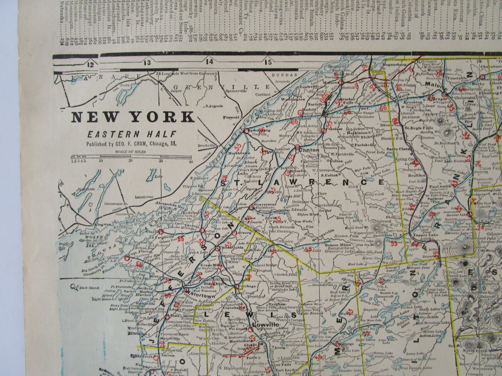 NY 1903 EASTERN NEW YORK Cram RAILROAD Map COOPERSTOWN & CHARLOTTE VALLEY RR