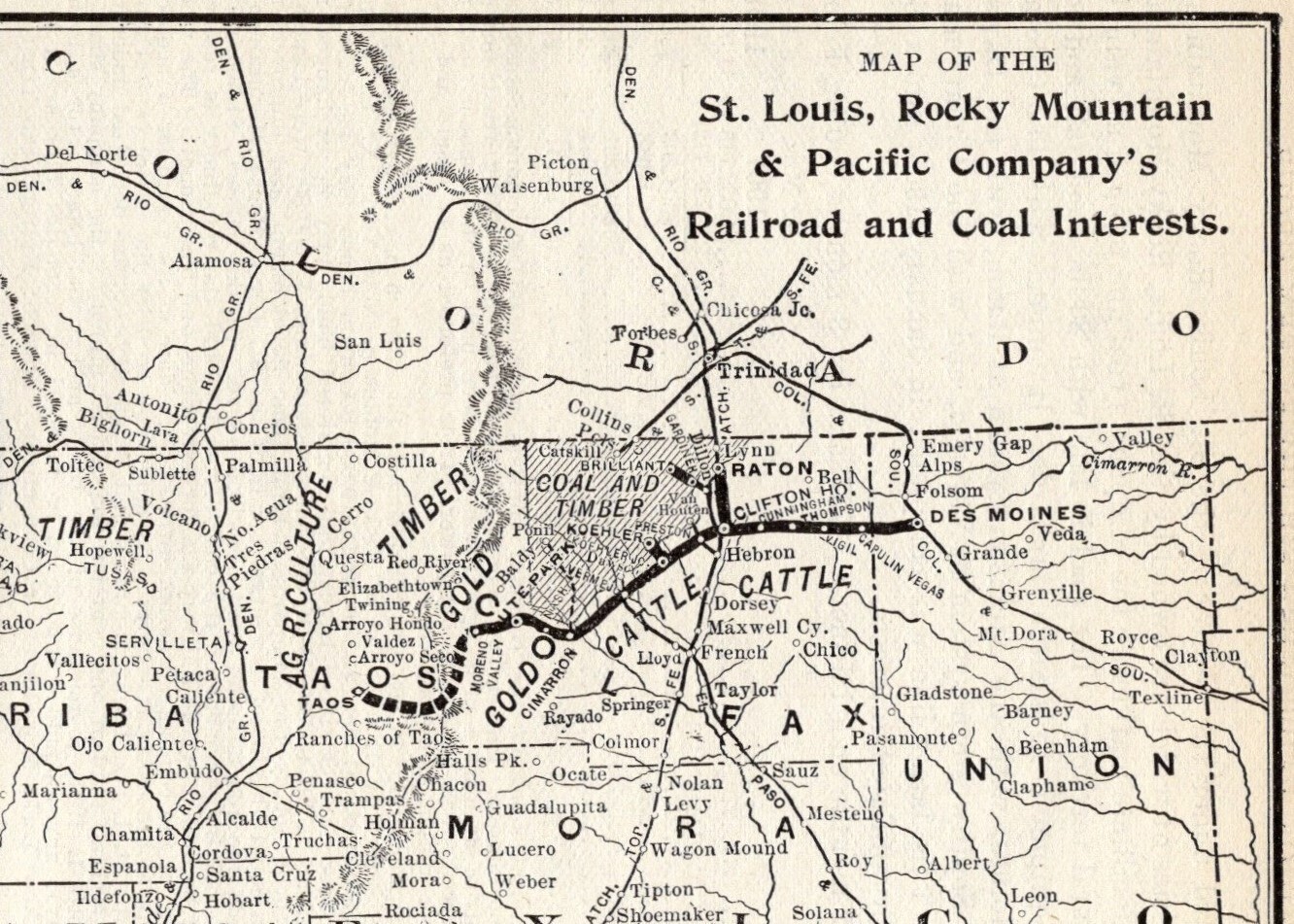 1908 St Louis Rocky Mountain & Pacific Railroad Map Timber & Coal Interests 1966