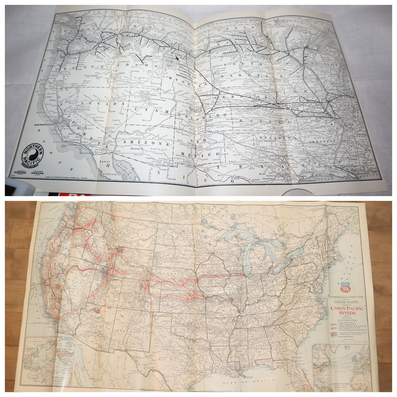 Union/Northern Pacific System Maps | *1927/1929* Overland Route 2000 Miles Books