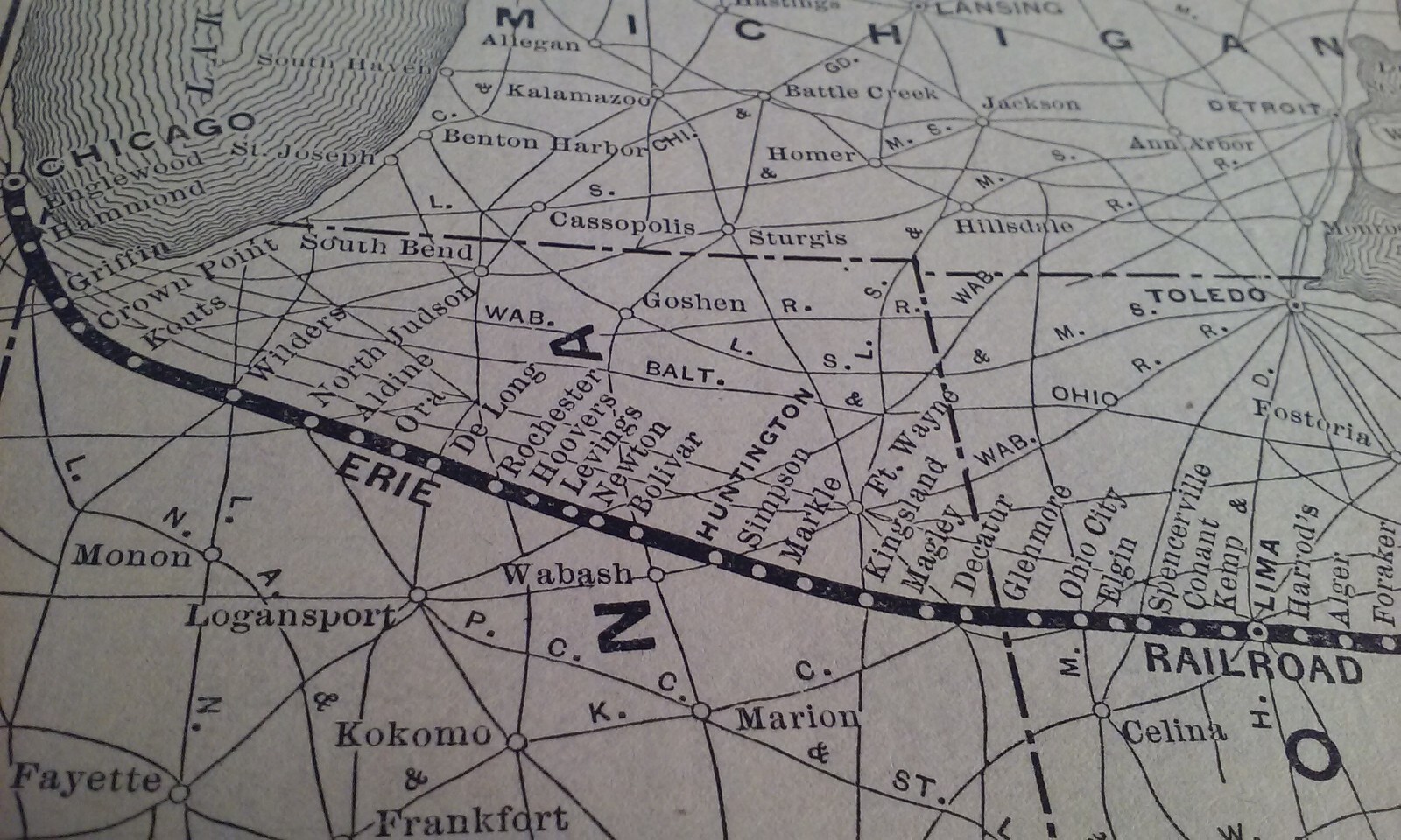 Rare 1903 Railroad Map of The ERIE Penn Railroad Railway Routes & Connections