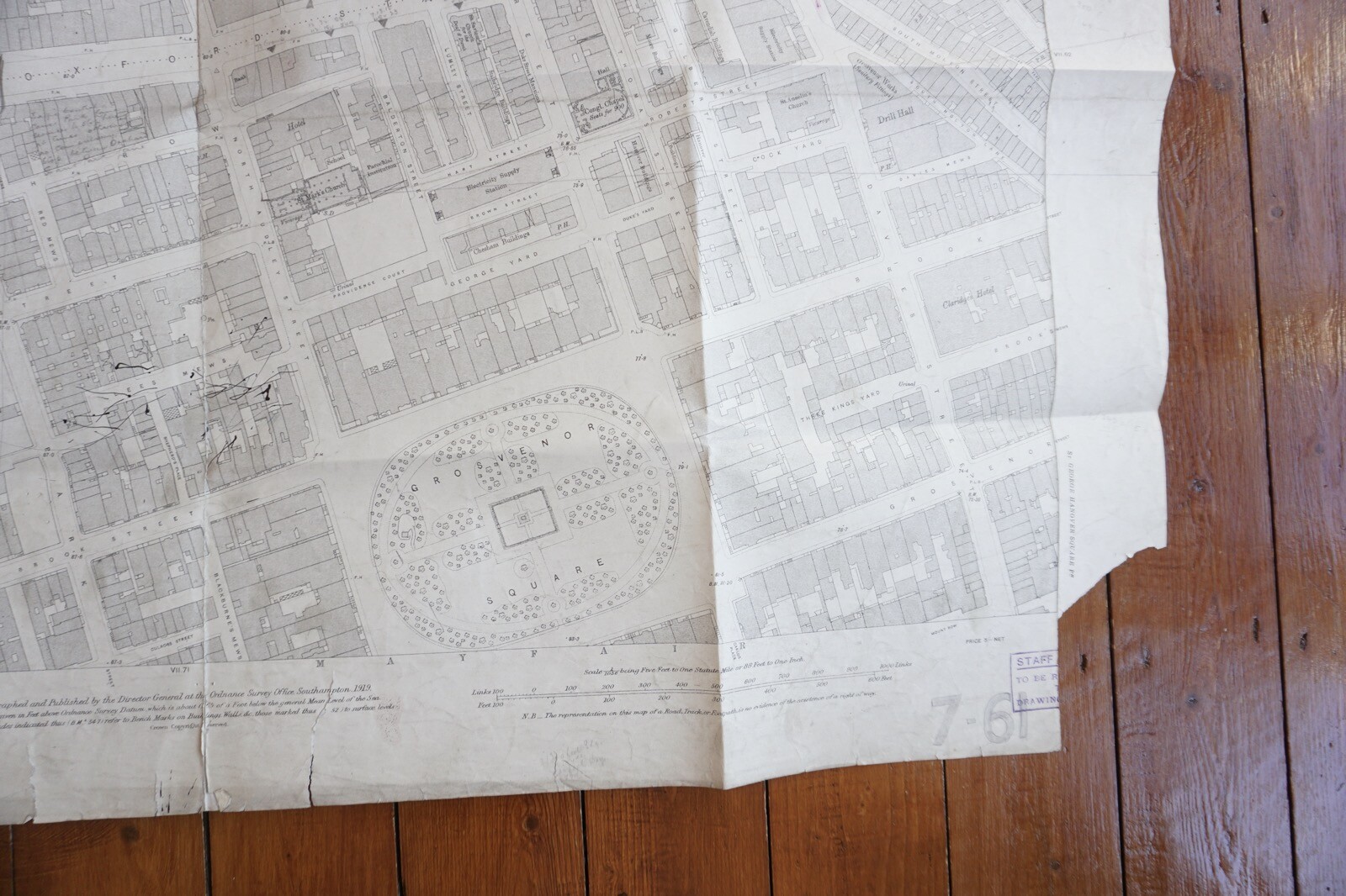 1919 London Portman & Grosvenor Square Marble Arch OS Railway Map