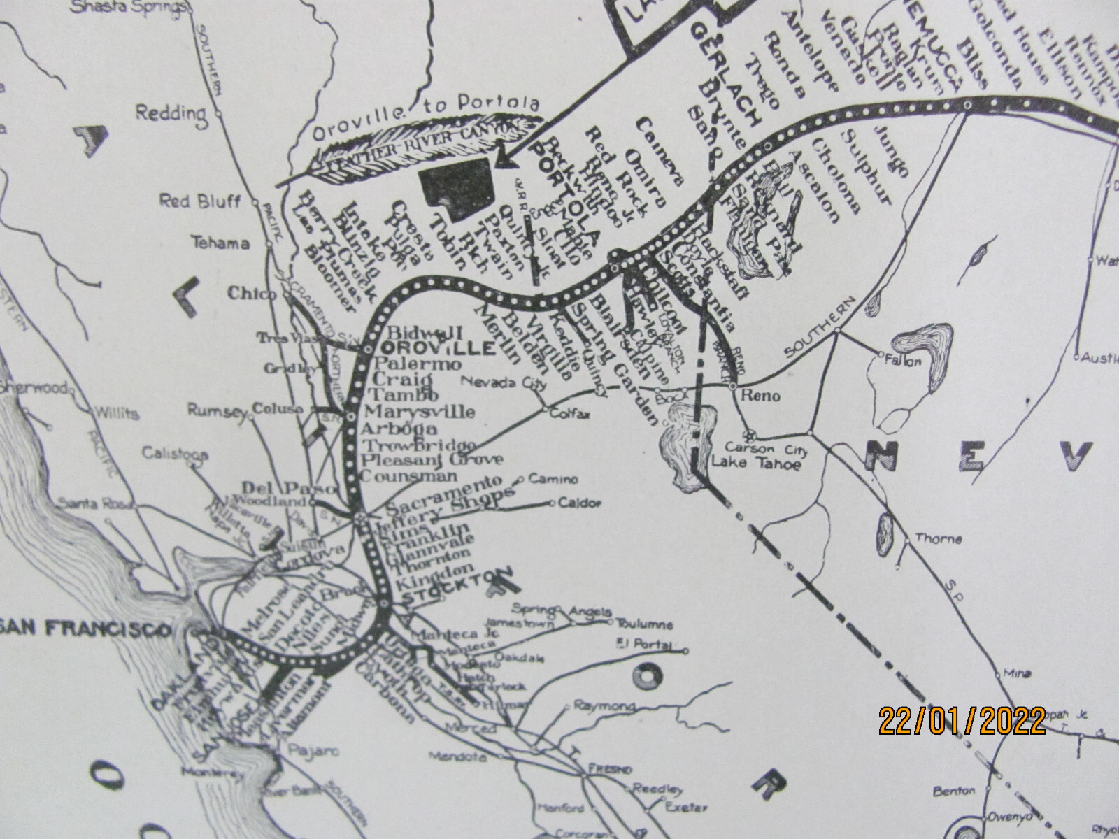 WESTERN PACIFIC RAILROAD 1925 SYSTEM MAP ROUTES CONNECTING RRs