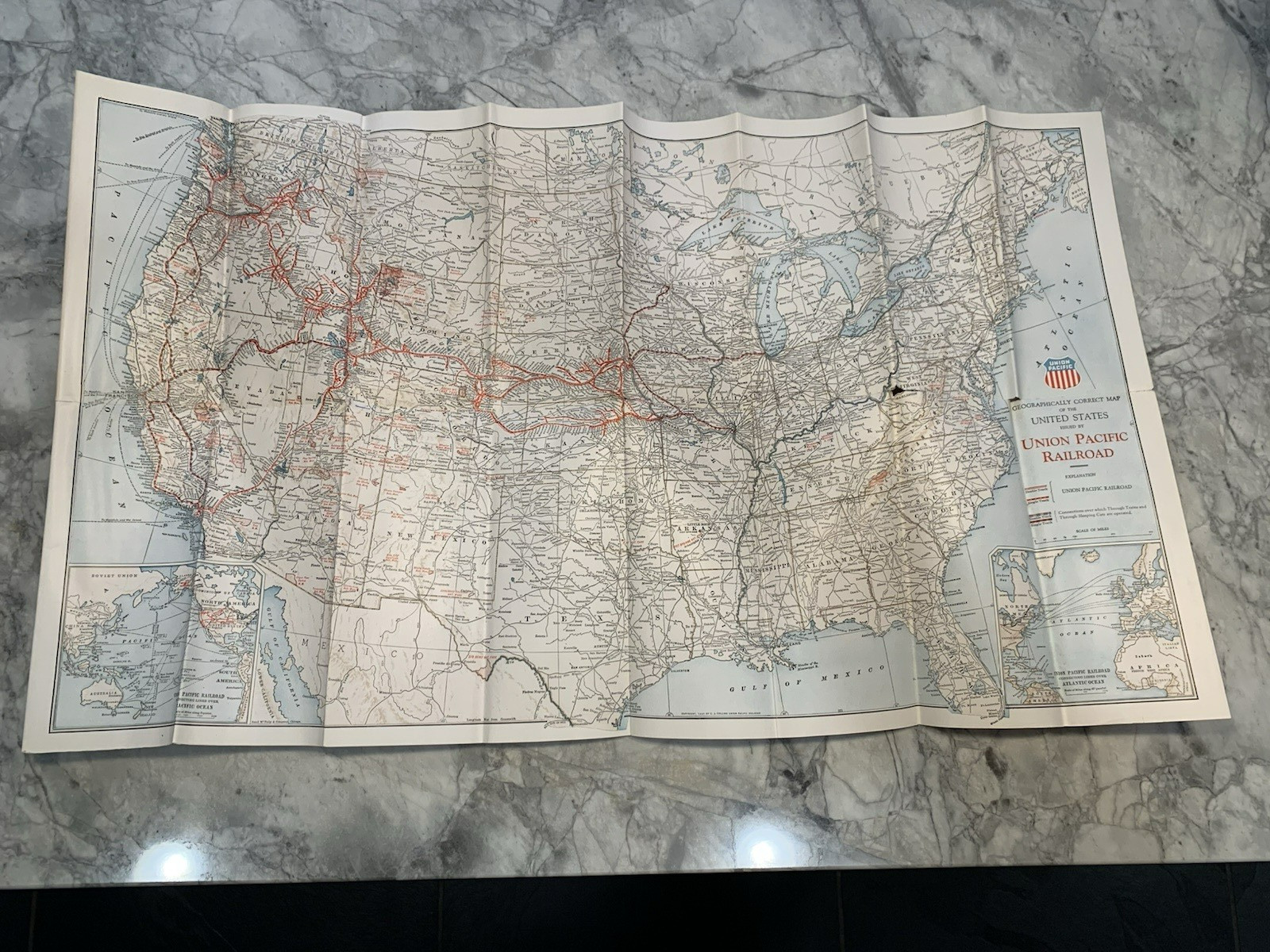 Vintage Map Of The United States Union Pacific Railroad Brochure Pamphlet