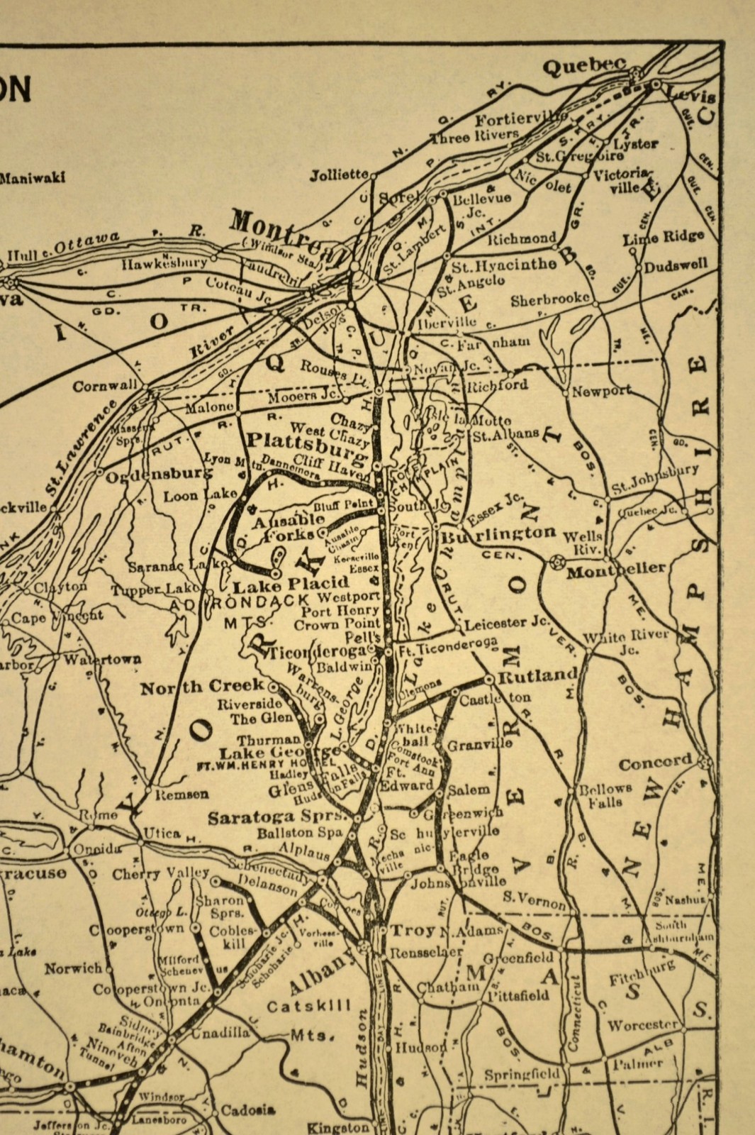 Vintage DELAWARE HUDSON Railroad Map DH RR Railway System Old Original 1930s