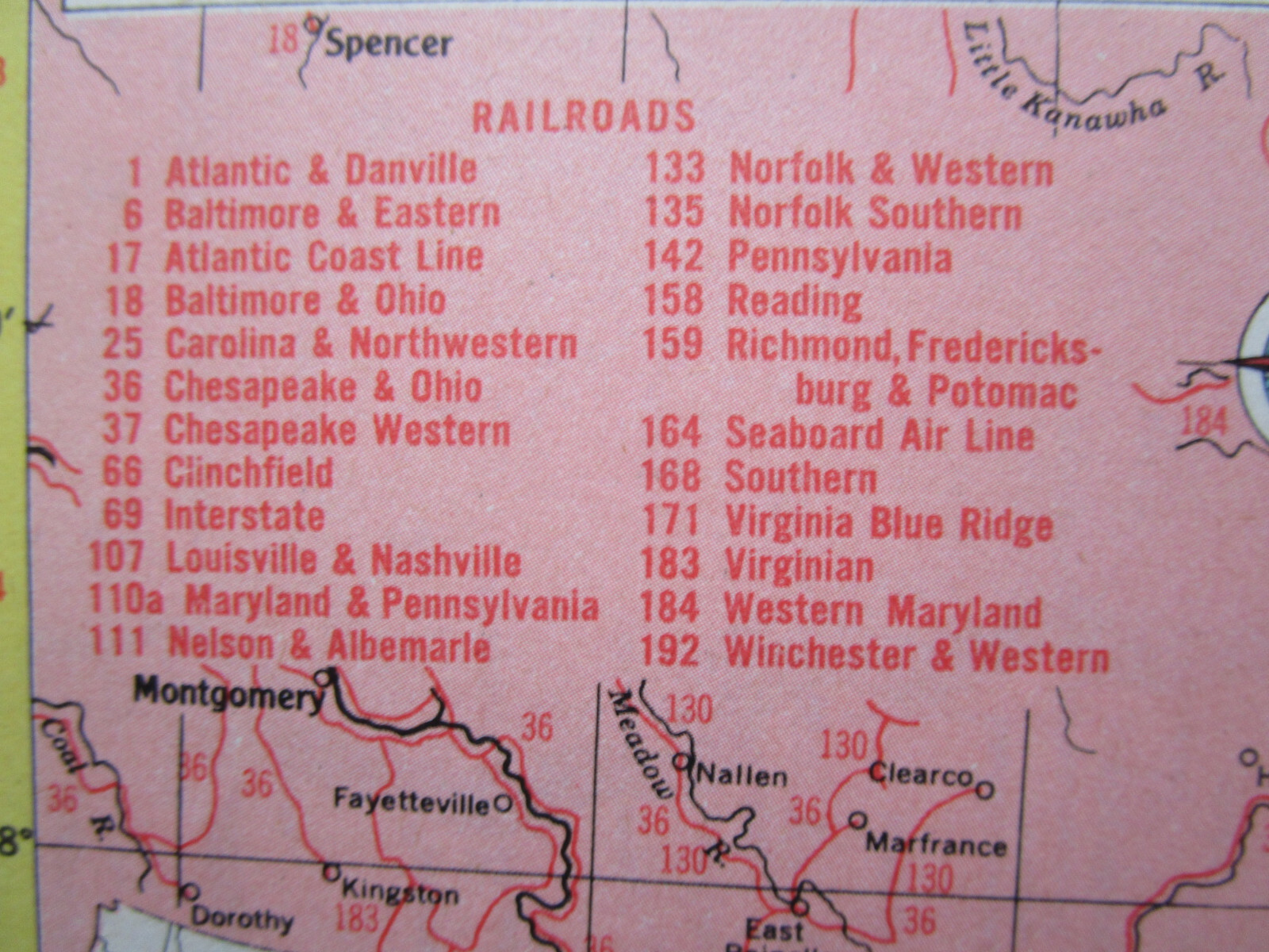 VA VT 1953 VIRGINIA RAILROAD Map WINCHESTER WEST’N RR or VERMONT, LAMOILLE CO RR