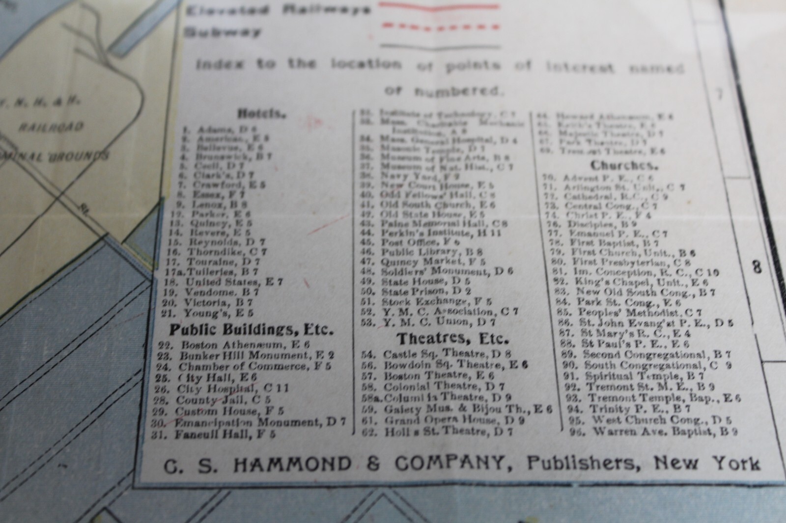 Antique Original Boston Pocket Folding Map Circa 1900
