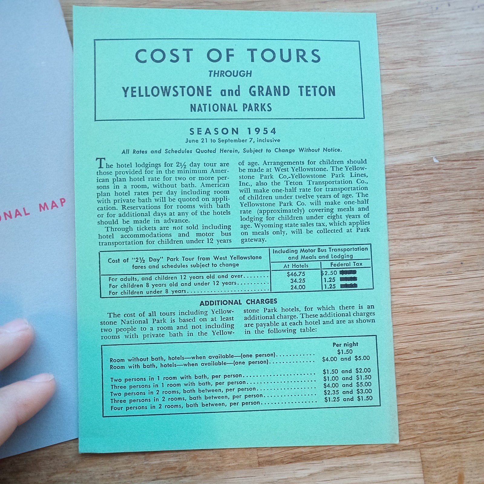Yellowstone & Grand Teton Union Pacific Railroad Brochure 1954 Map price list