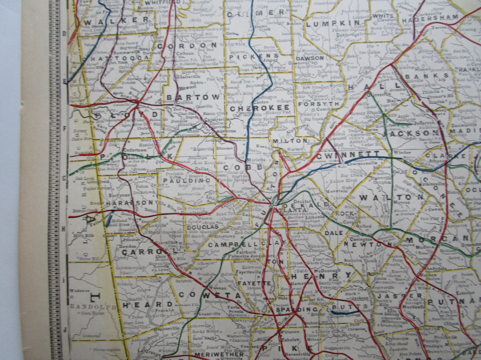 GA 1898 GEORGIA STEAM RAILROADs Map. SMITHONIA & DUNLOP RR, CUYLER & WOODBURN RR