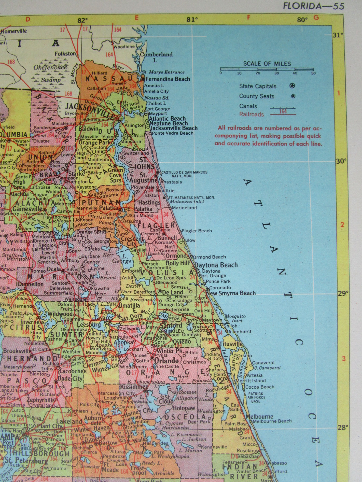 FL GA Vtg 1959 FLORIDA RAILROAD Map. MARIANNA & BLOUNTSTOWN RR ~or~ GEORGIA