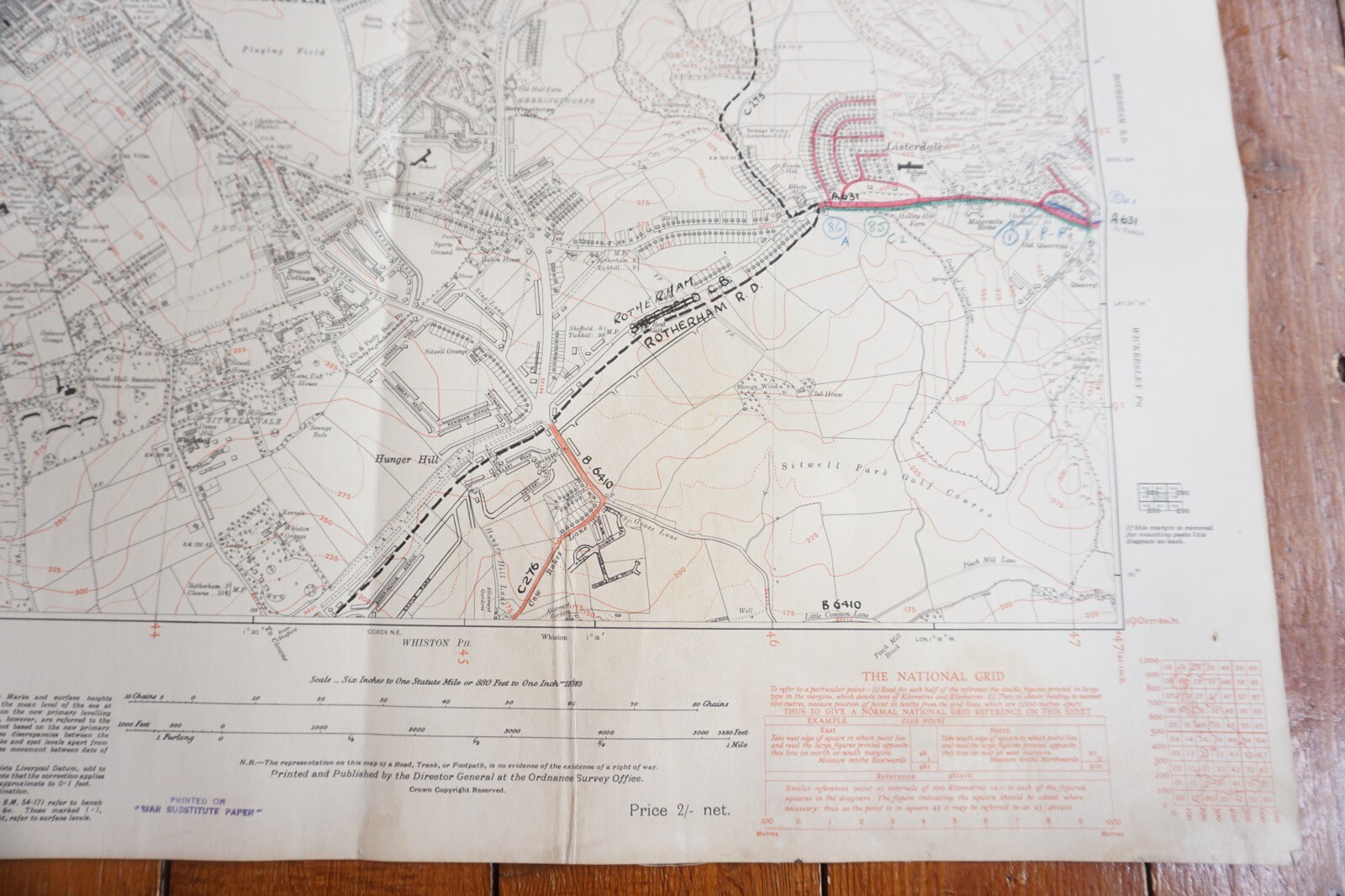 1938 Rotherham Sheffield Yorkshire LMS Railway OS Linen Map Ref 29