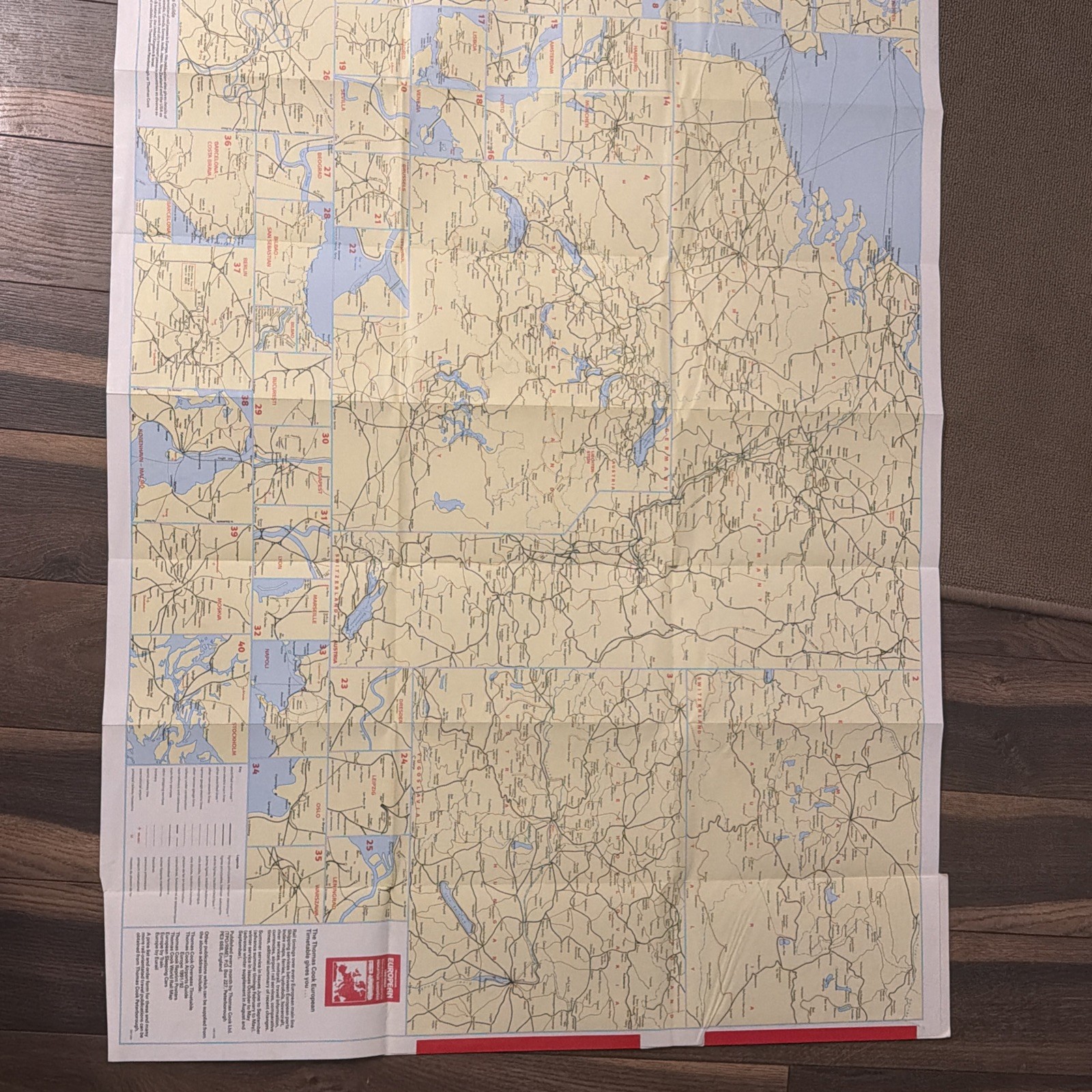 Original Vintage Thomas Cook Rail Map Of Europe 1991 brochure British railways