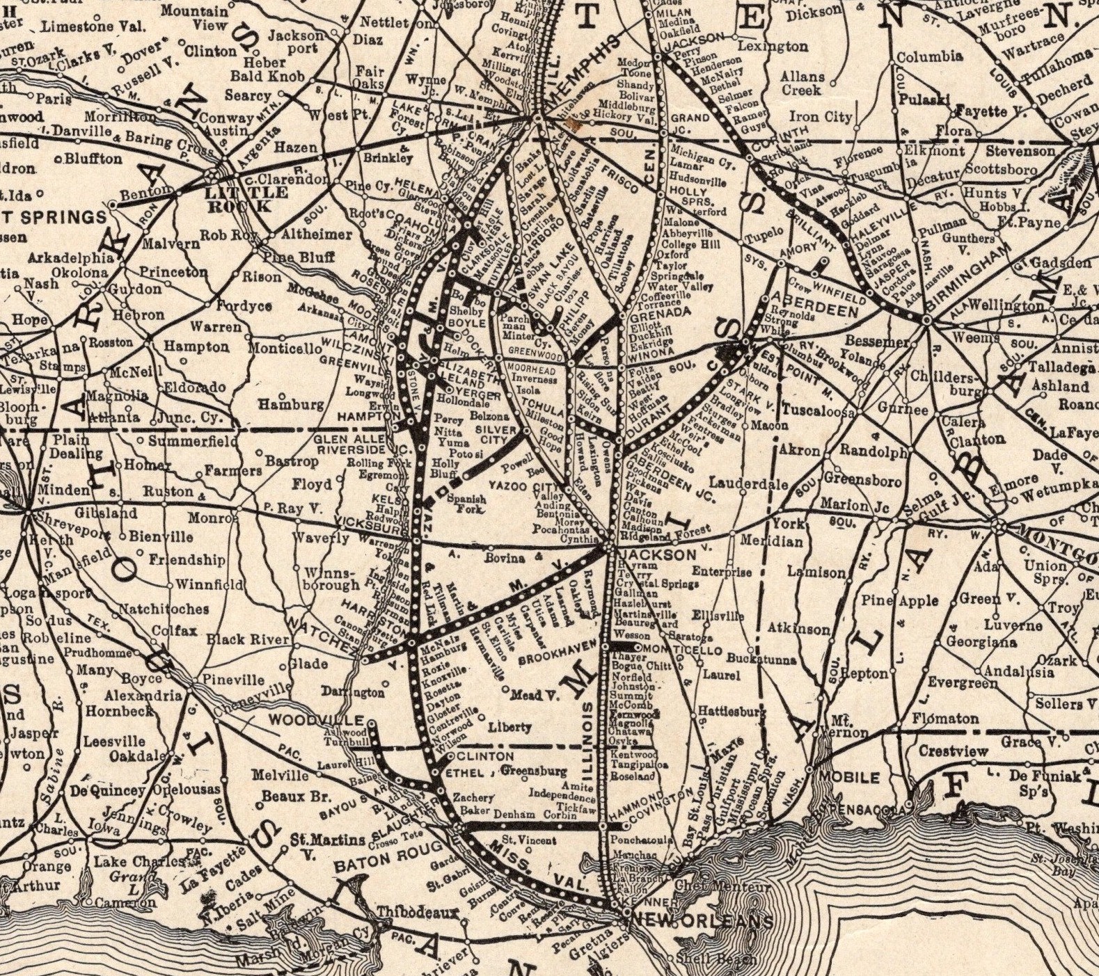 1914 Antique ILLINOIS CENTRAL RAILROAD Map Vintage Illinois Railway Map 3115