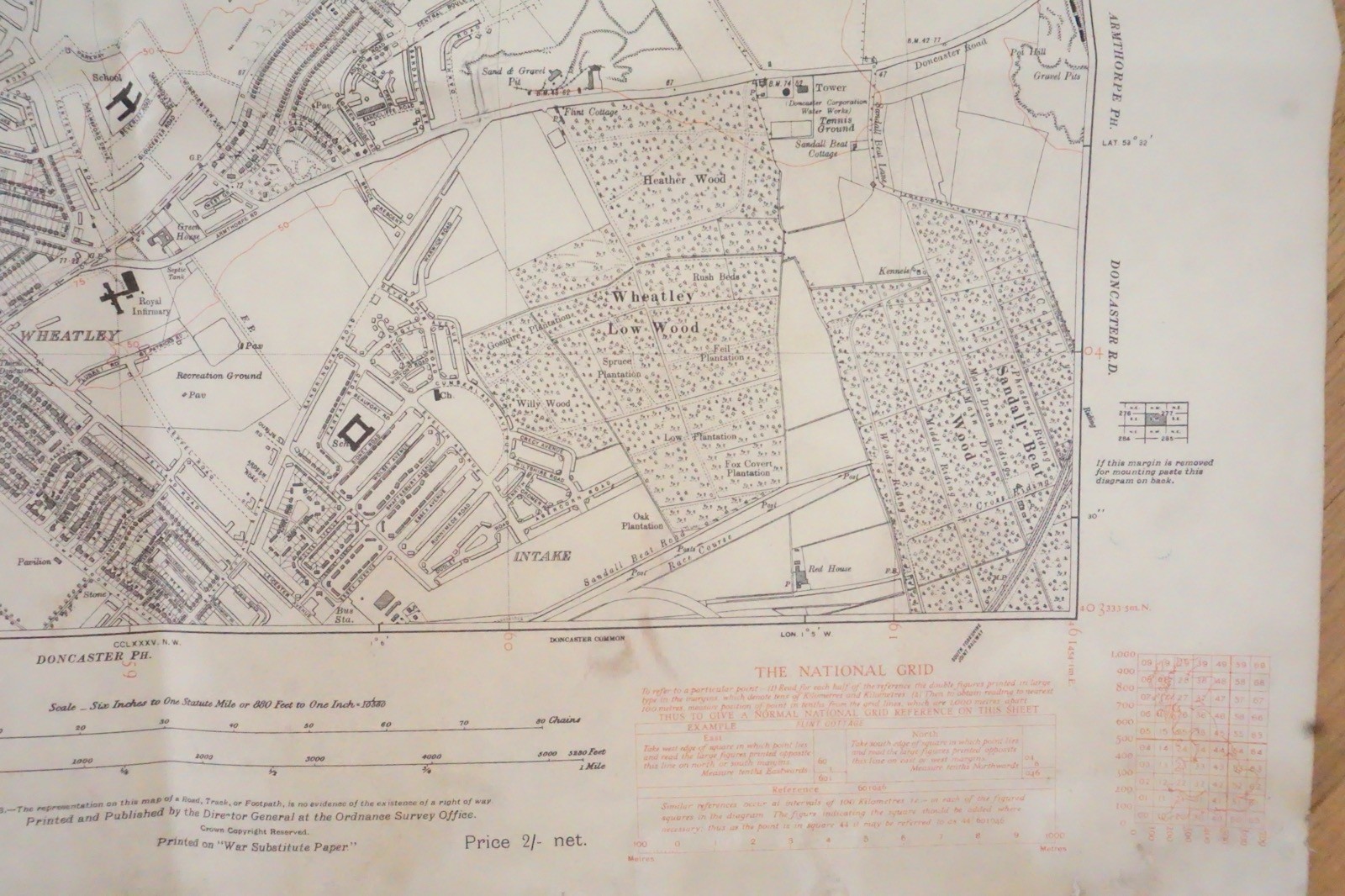 1938 Bentley Wheatley Yorkshire LNER Railway OS Linen Map Ref 44 *