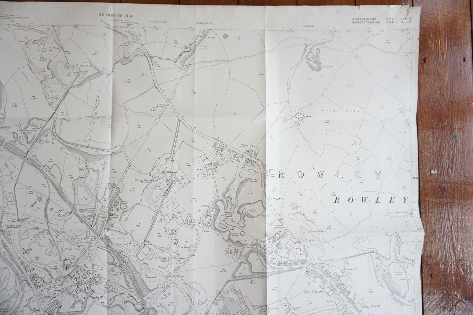 1919 Windmill End Rowley GWR Great Western Railway OS Railway Map