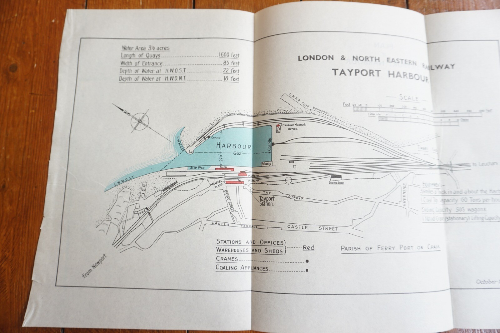 1935 LNER Tayport Harbour & Docks Railway Plan Map