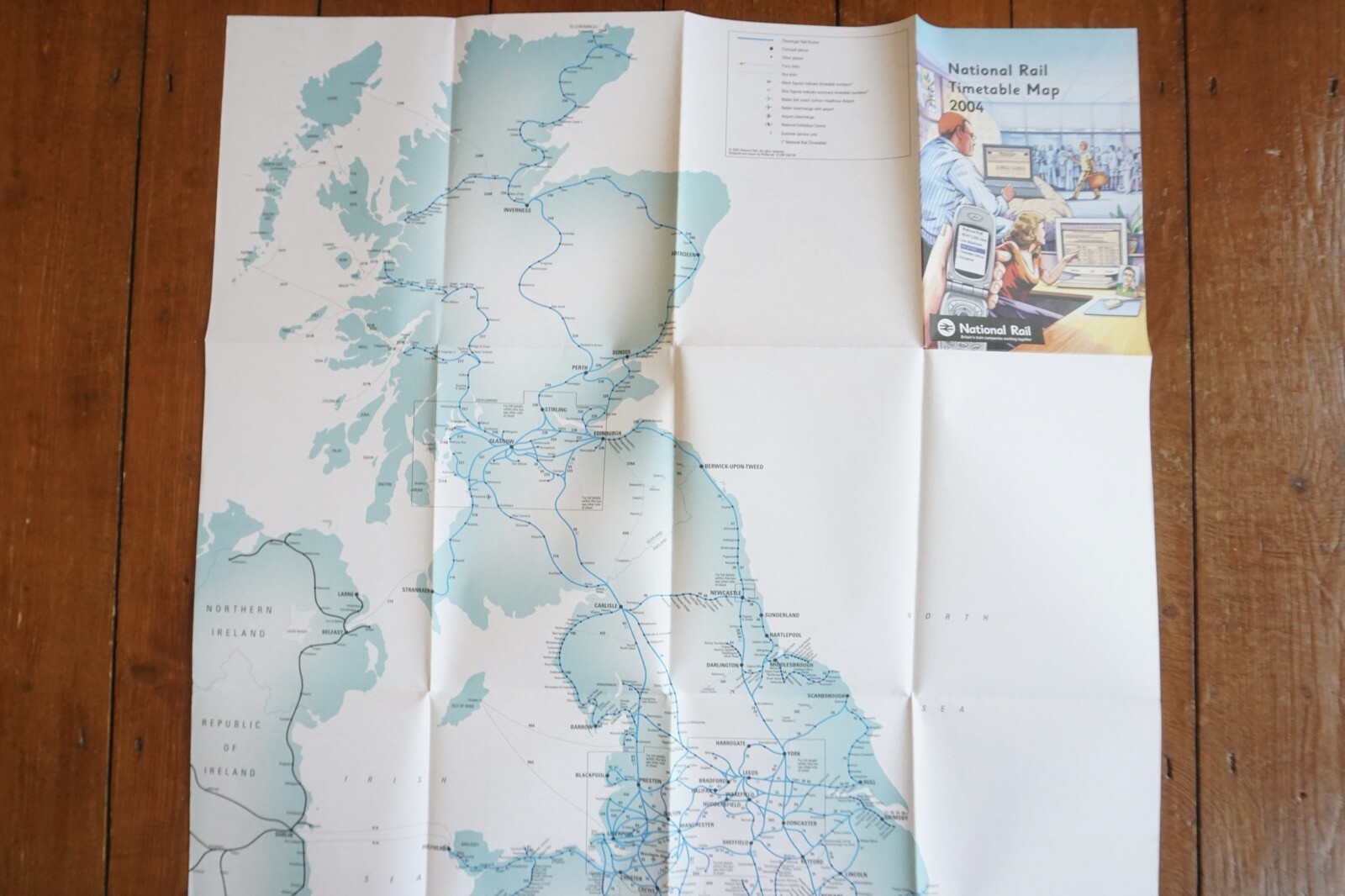 2004 British Rail Passenger Network Railway Map VGC