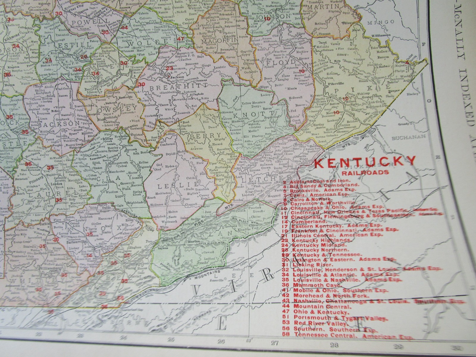 KY 1903, 1910 DATED KENTUCKY RAILROAD Map. McNally Business. INTERURBAN ELCTRIC