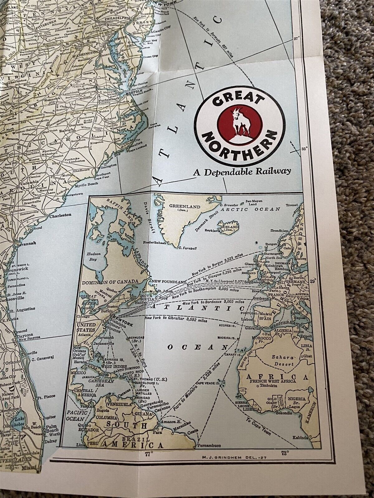 1932 Great Northern Railroad Empire Builder Map of the United States & Brochure