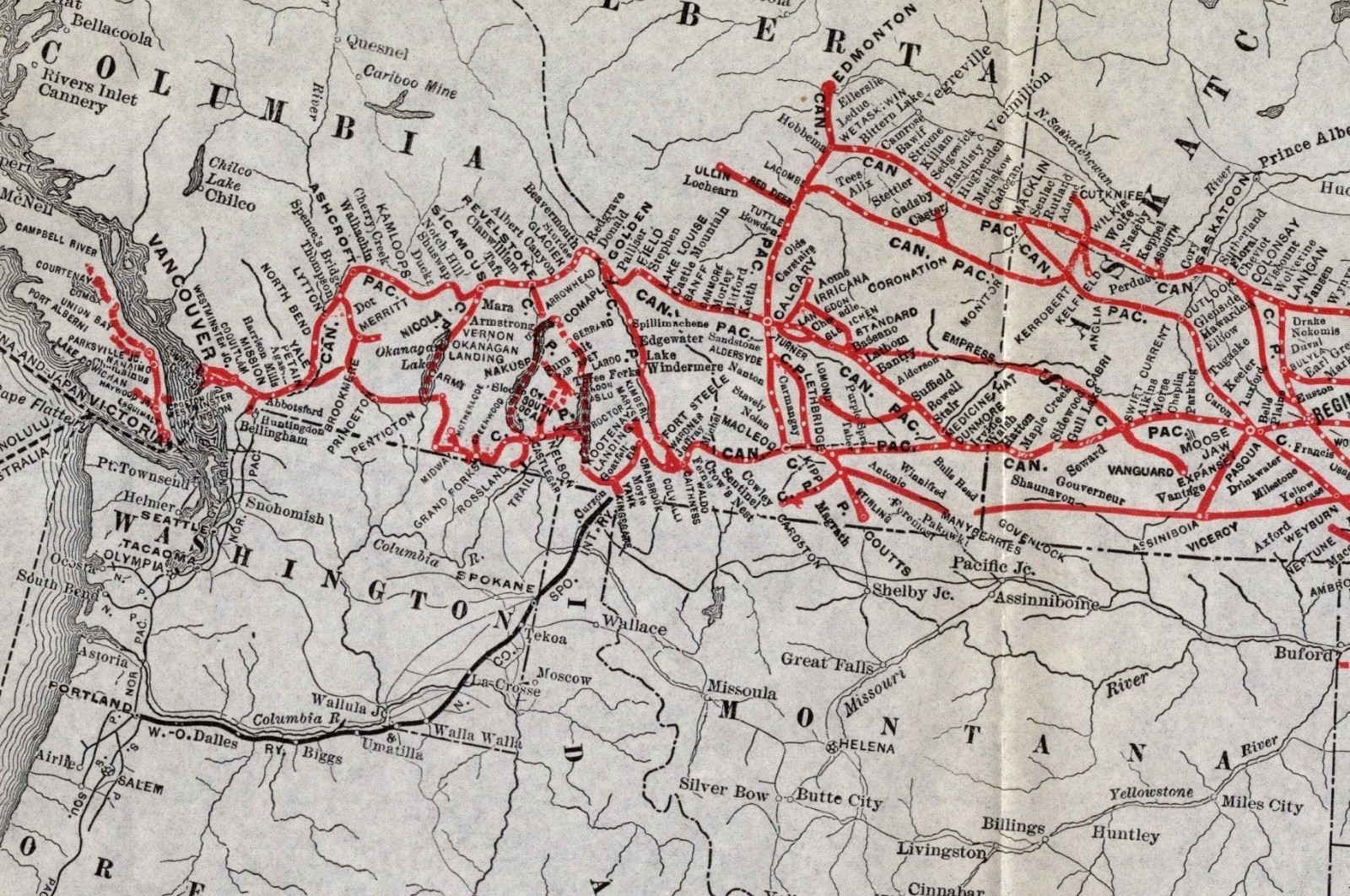 1920 Antique Canadian Pacific Railway Map Canada Railroads Map 2937