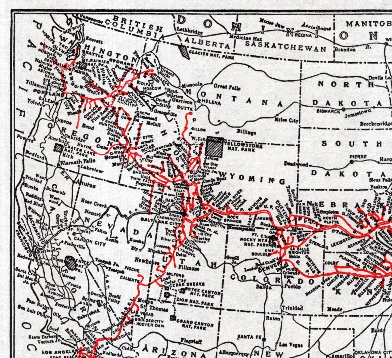 1929 Antique UNION PACIFIC RAILROAD Map Vintage Union Pacific Railway Map 2907