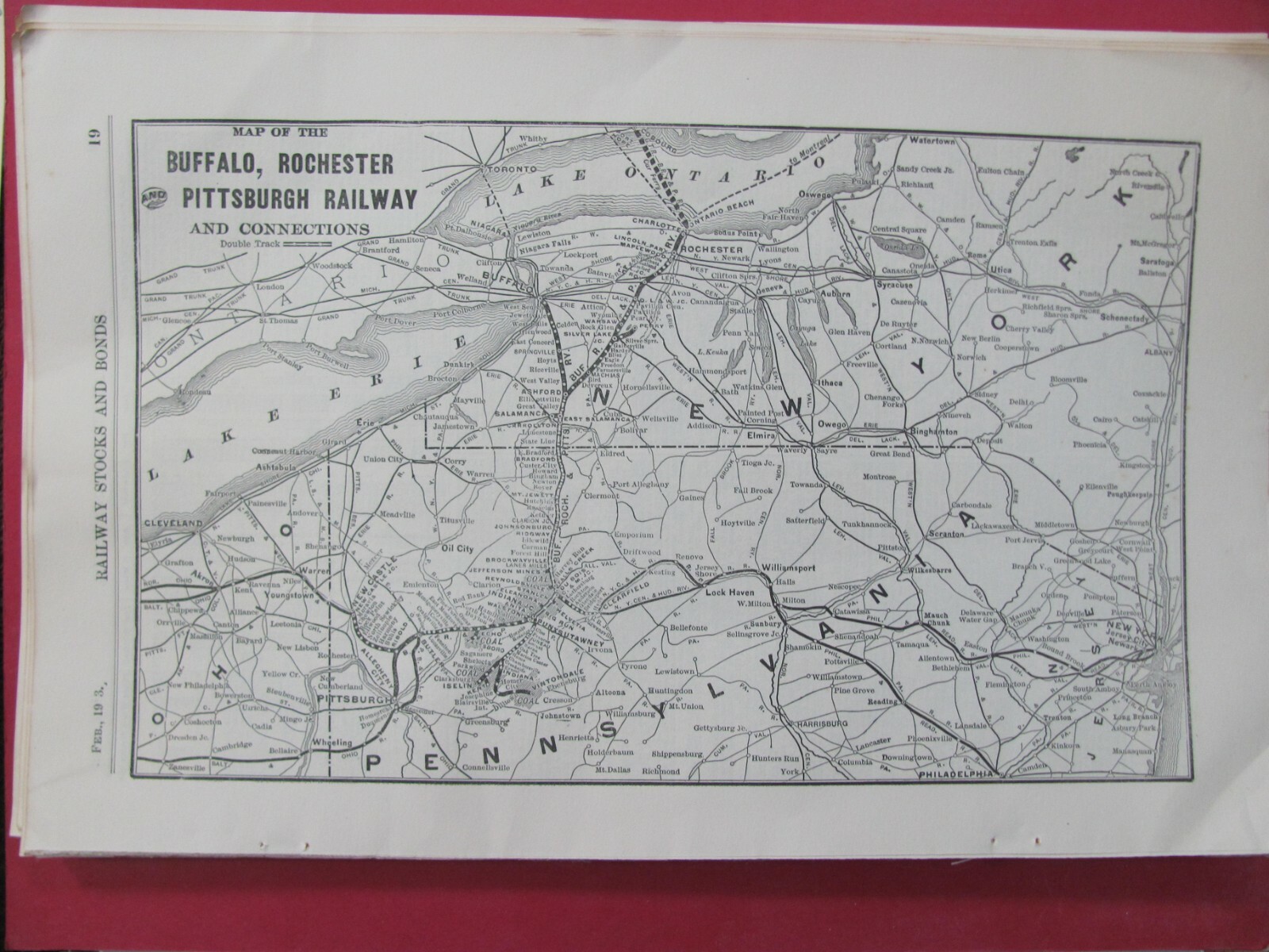 1913 BUFFALO ROCHESTER & PITTSBURGH RAILROAD SYSTEM MAP ROUTES STATIONS HISTORY