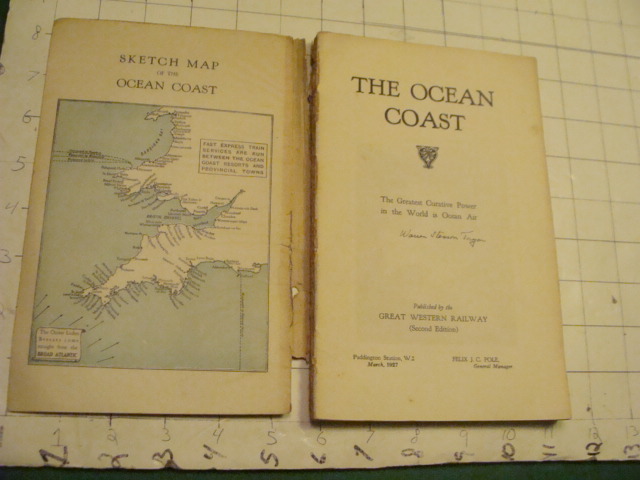 Vintage Original Guide book: 1927 THE OCEAN COAST w GREAT WESTERN RAILWAY MAP