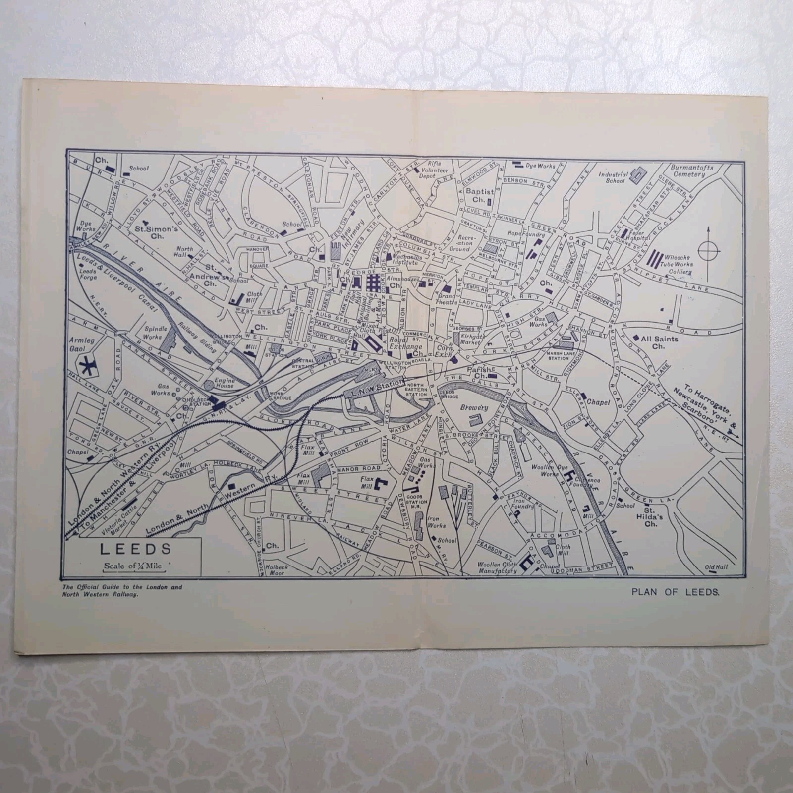 Original 1912 London And North Western Railway Plan Map Of Leeds