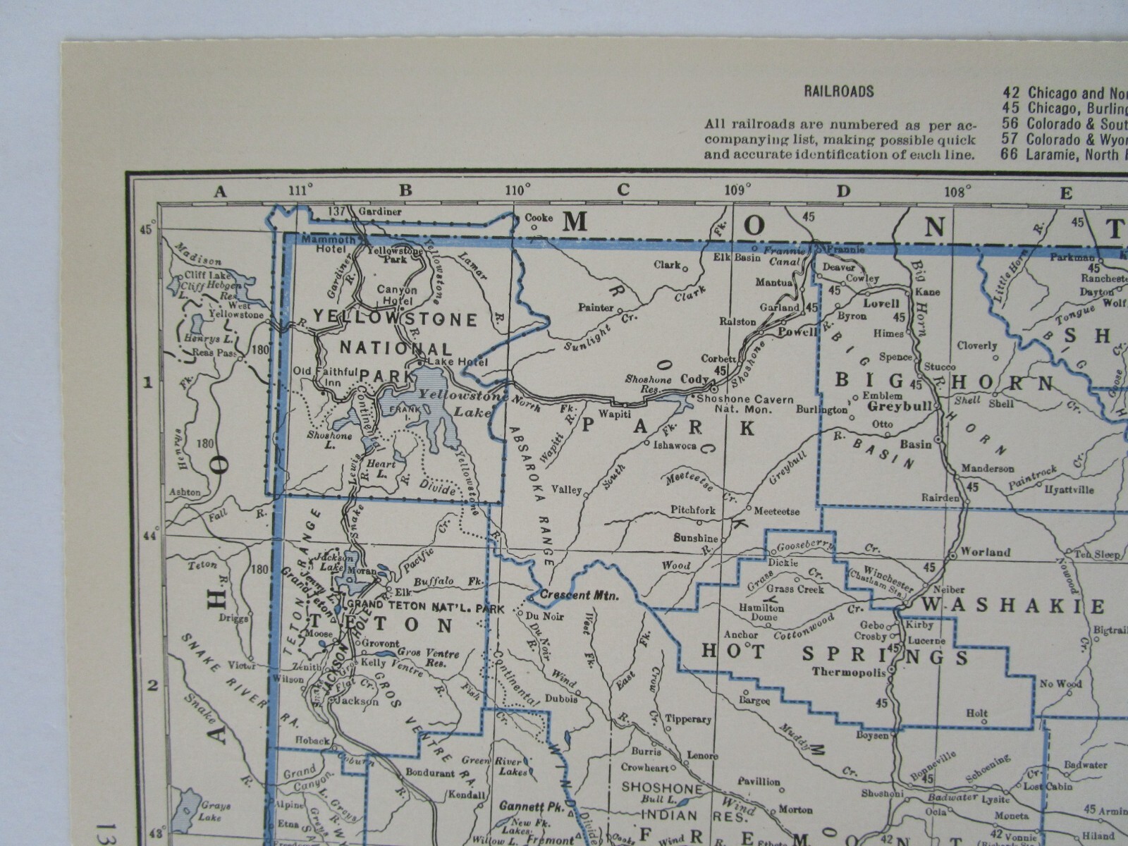 WY 1931 WYOMING RAILROAD Map. LARAMIE, NORTH PARK & WESTERN RR