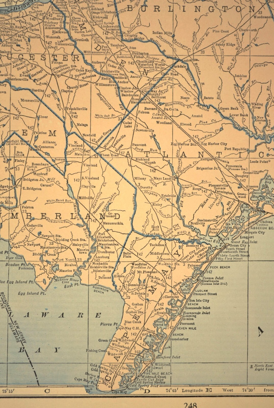 Vintage NEW JERSEY Railroad Map PRR LARGE Pennsylvania RR Original Atlas Antique