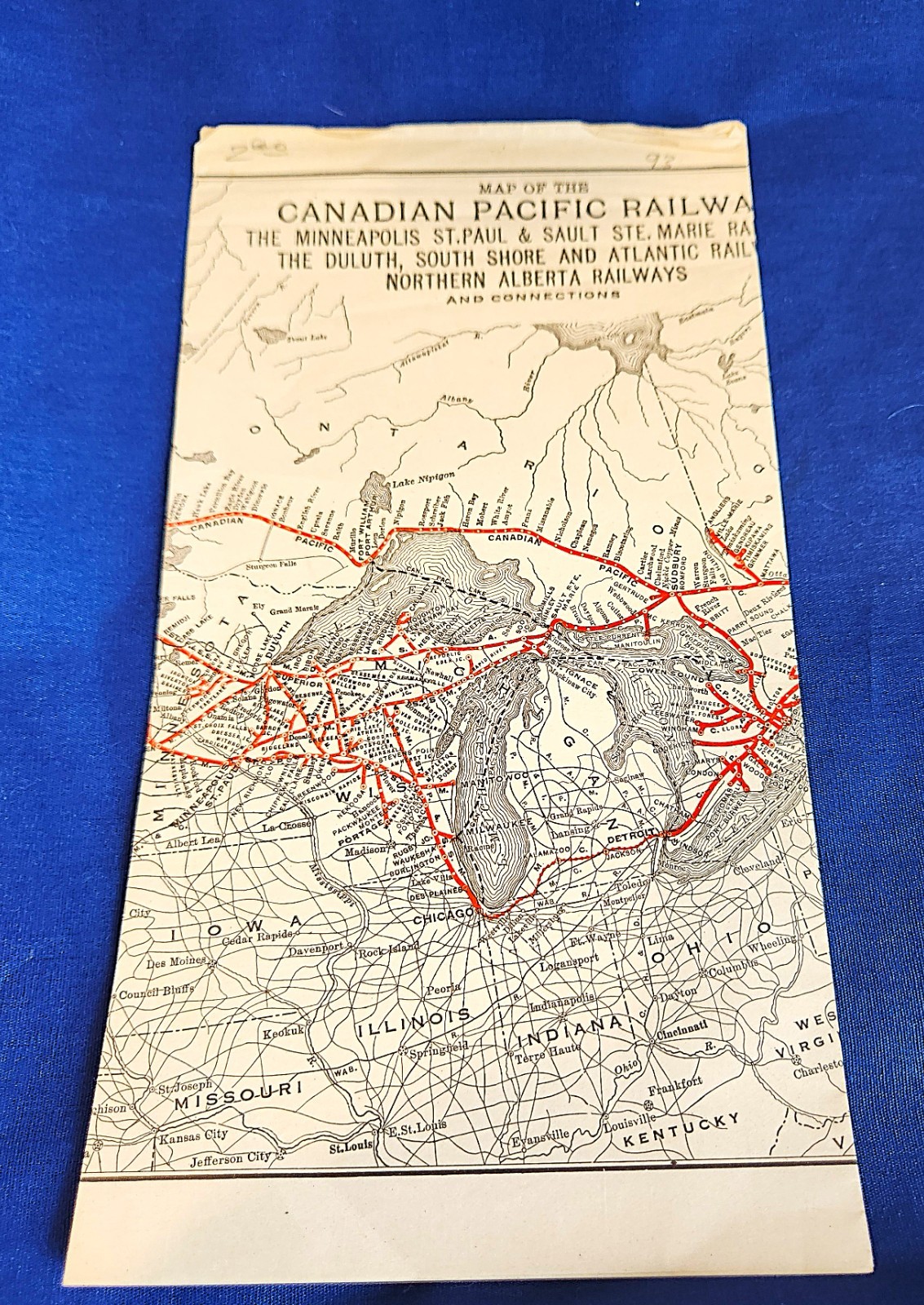 1941 CANADIAN PACIFIC RAILWAY MAP #28 FAIR / POOR CONDITION 20″ X 9″