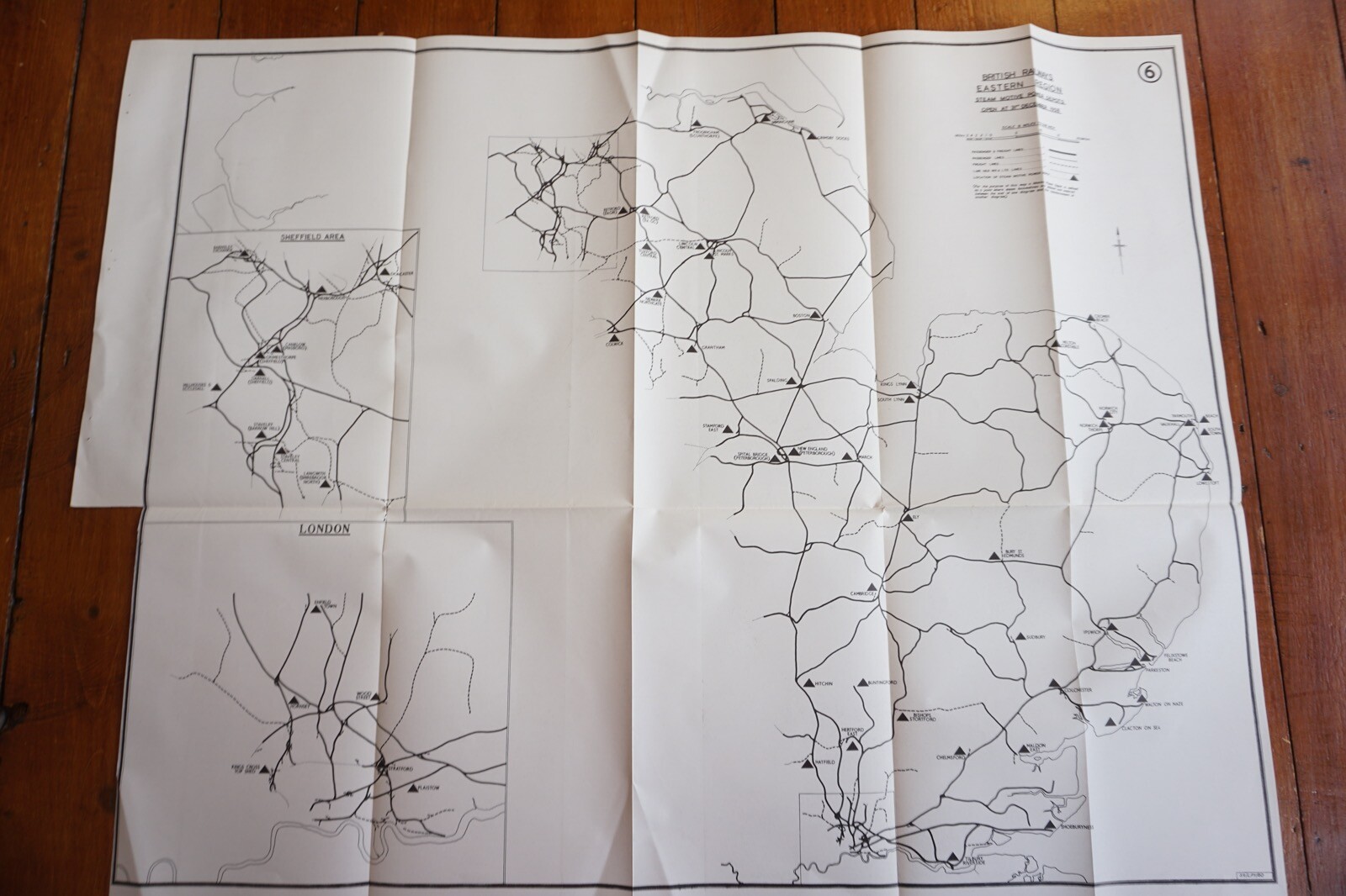 1958 Steam Motive Power Depots Open at 1958 Eastern Region Railway Map