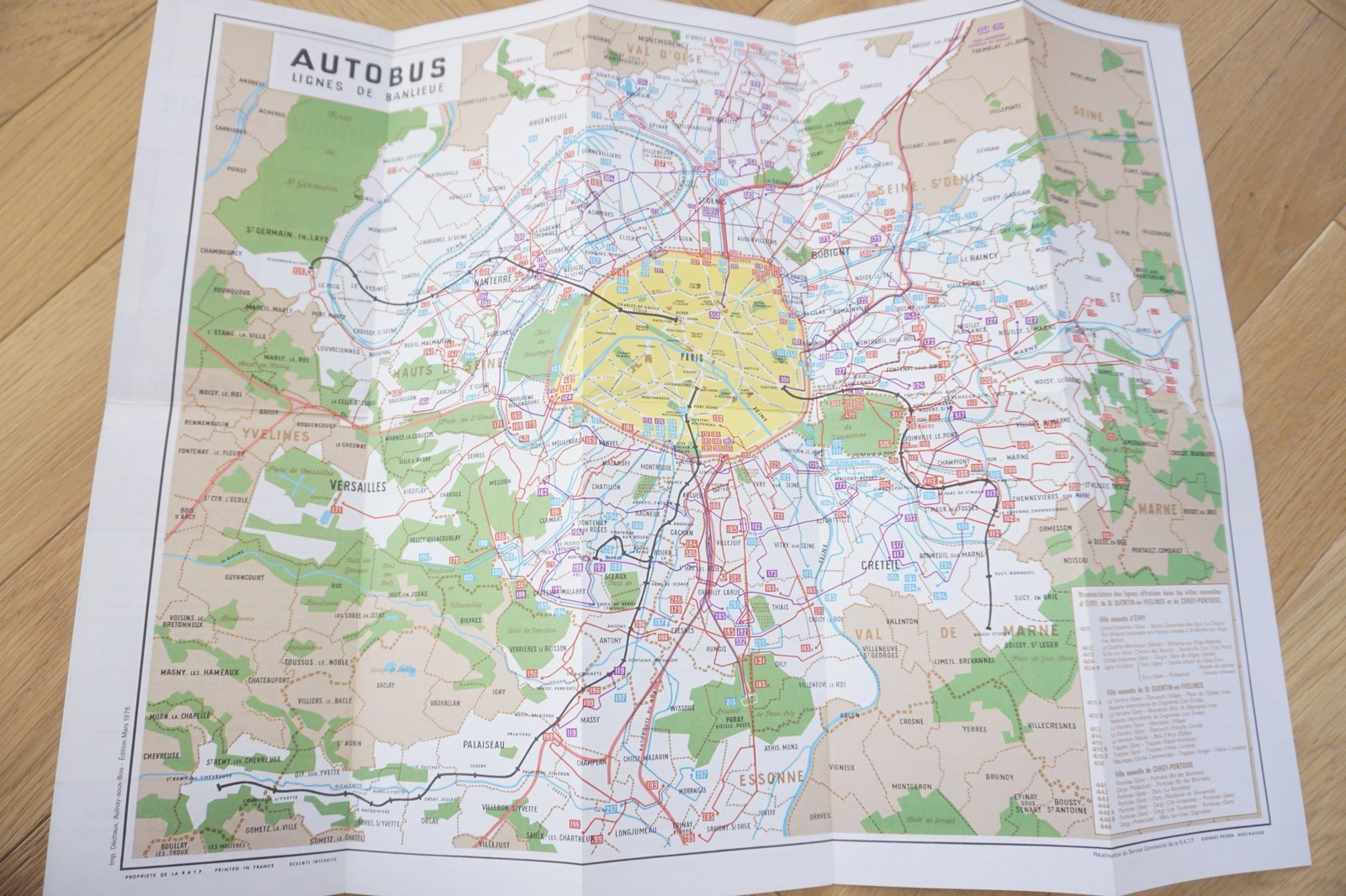 1976 & 1979 Paris Autobus Metro Map Bus Railway Map x2 France