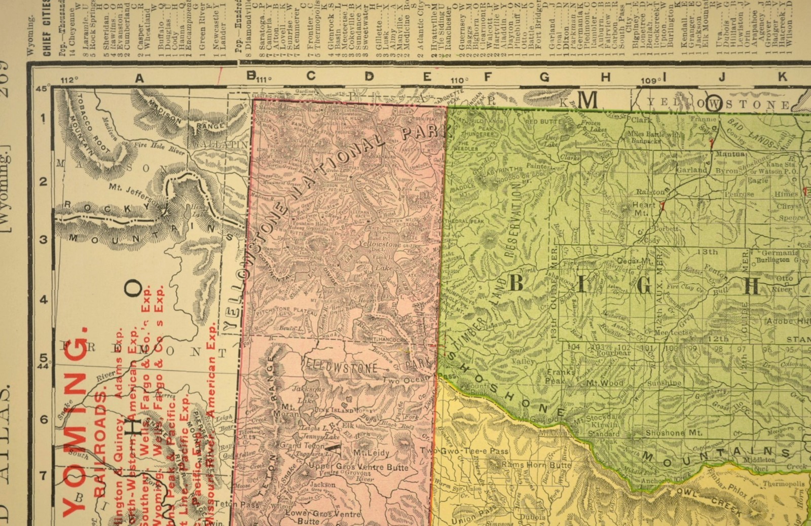 1907 Antique Wyoming Railroad Map Union Pacific Railroad Map Large Atlas DATED