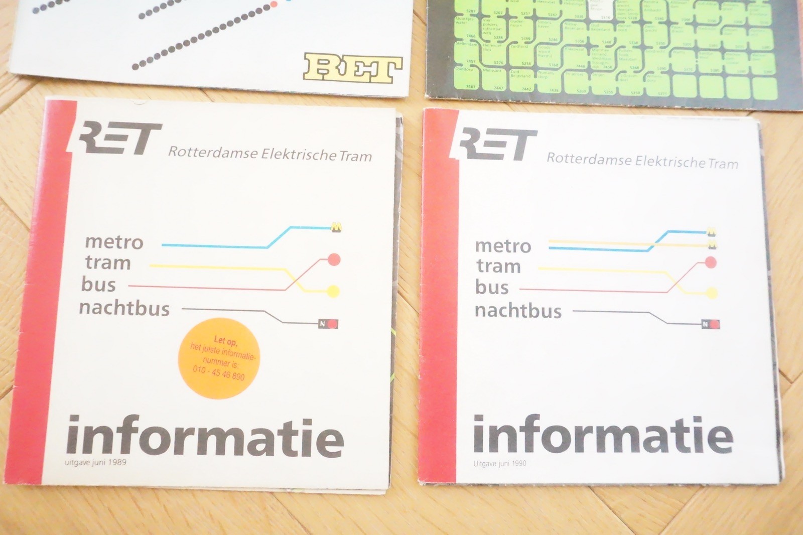 1983 1984 1989 1990 RET Netherlands Holland Railway Bus Tram Route Map x4