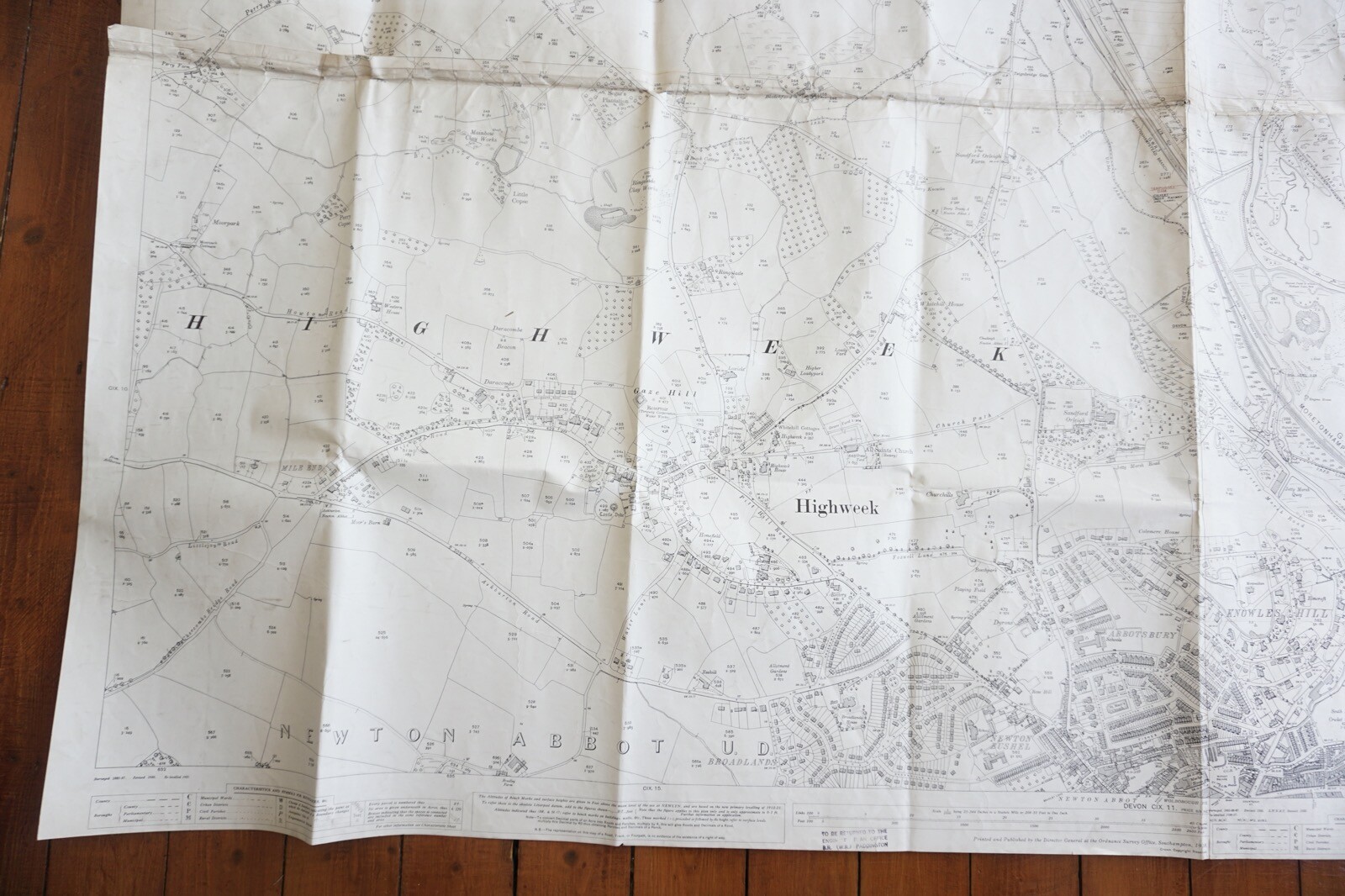 1936 Newton Abbot GWR Kingsteignton Highweek Railway OS Railway Map