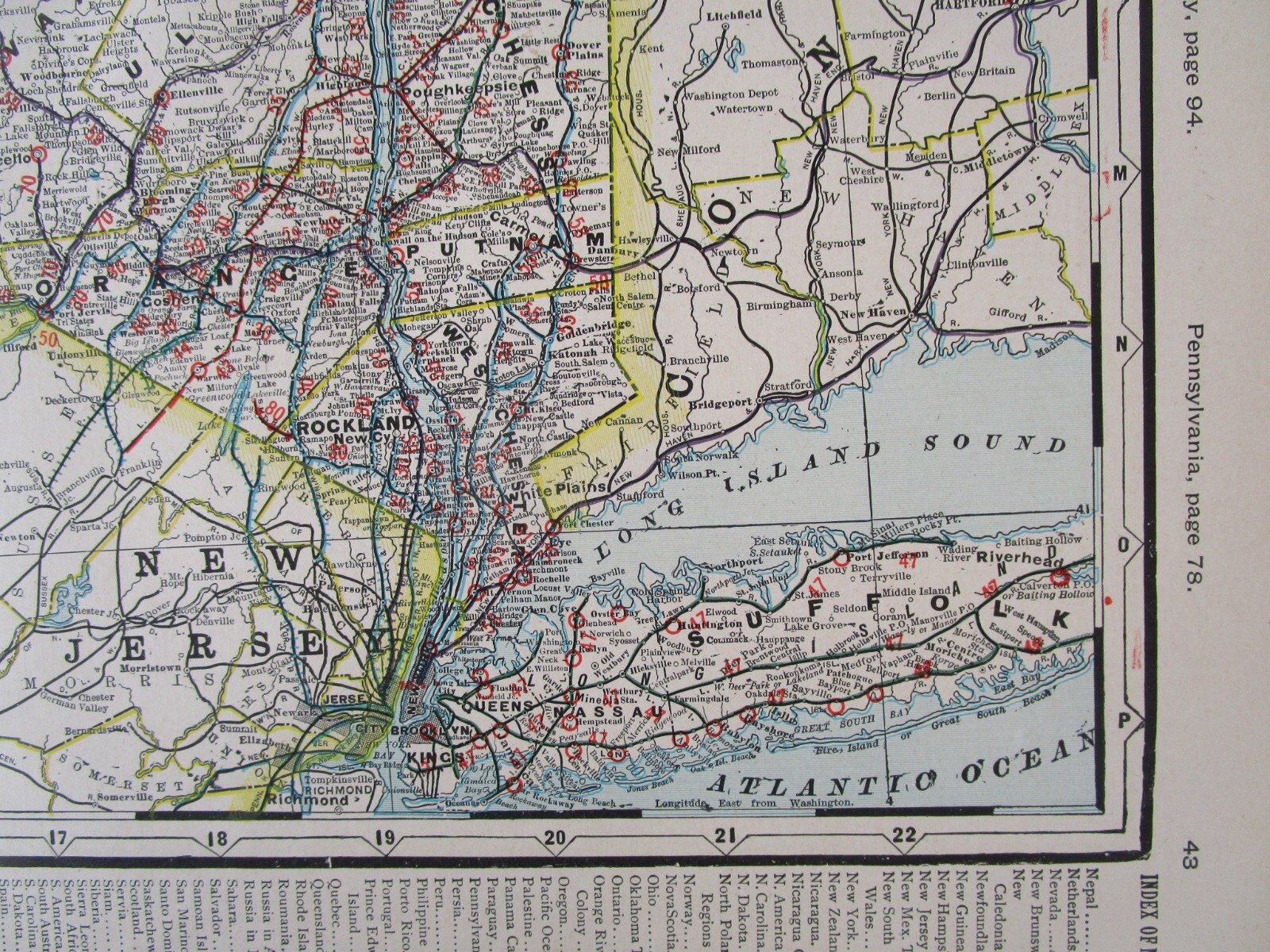 NY 1903 EASTERN NEW YORK Cram RAILROAD Map COOPERSTOWN & CHARLOTTE VALLEY RR