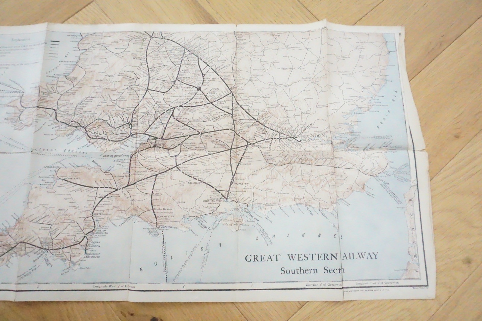 1913 GWR Southern Section Original Railway Map