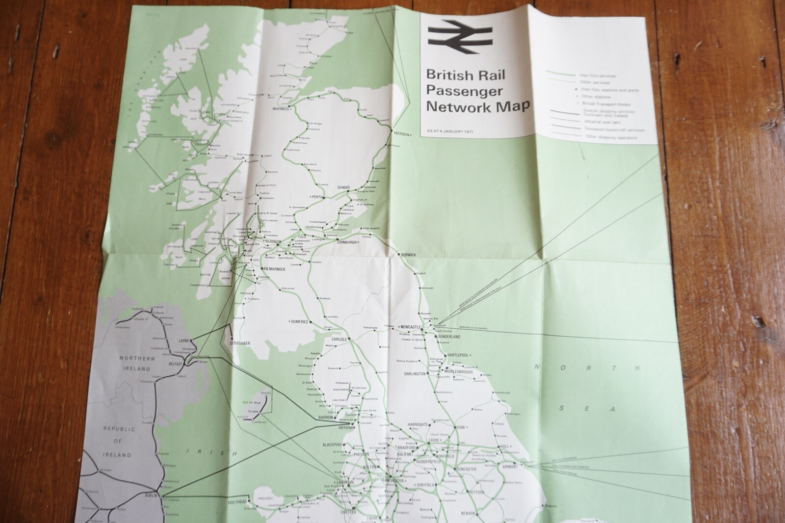 Jan 1971 British Rail Passenger Network Railway Map Southern Region VGC
