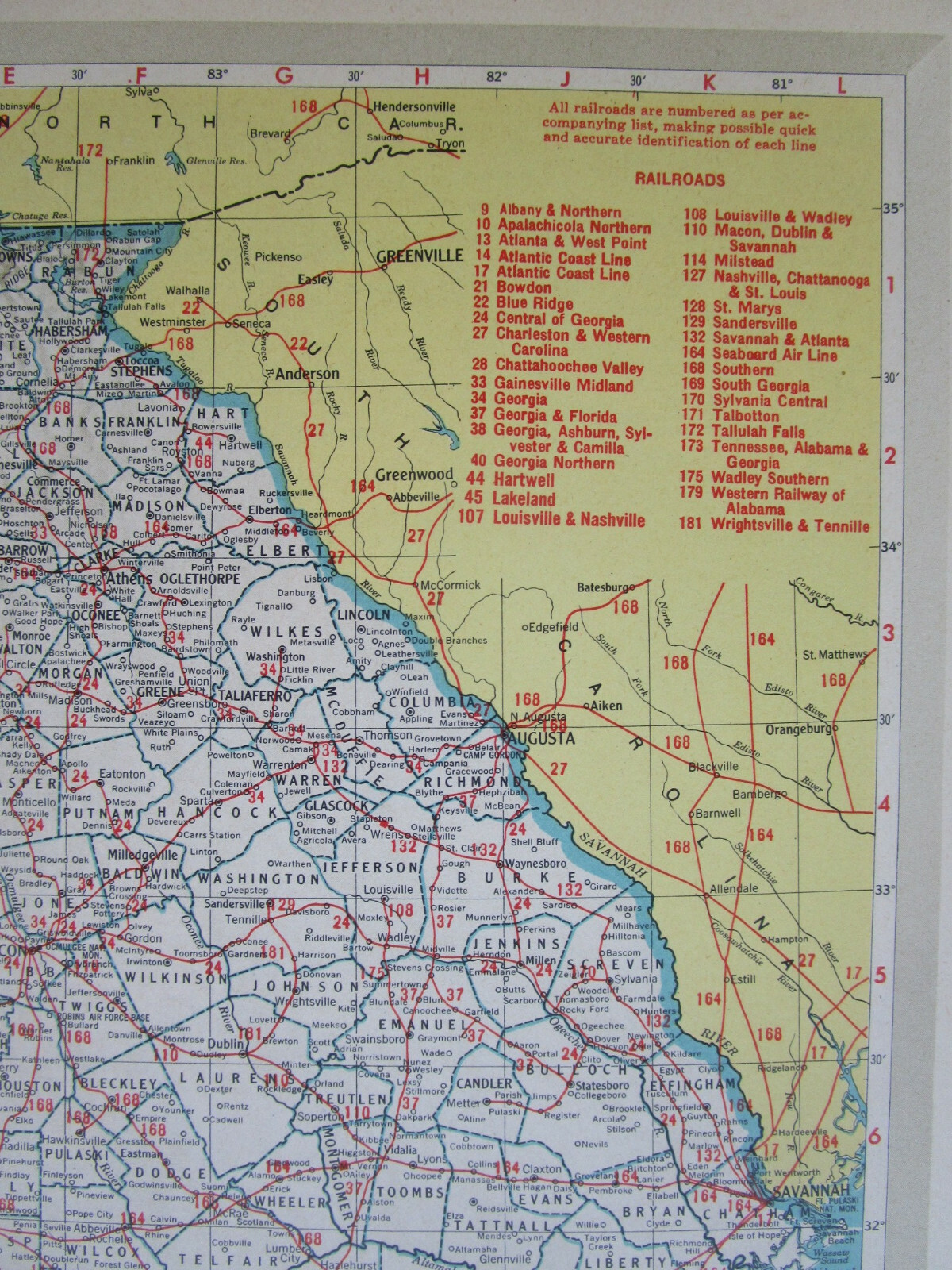 FL GA Vtg 1951 FLORIDA RAILROAD Map.MARIANNA & BLOUNTSTOWN RR ~or~ GEORGIA
