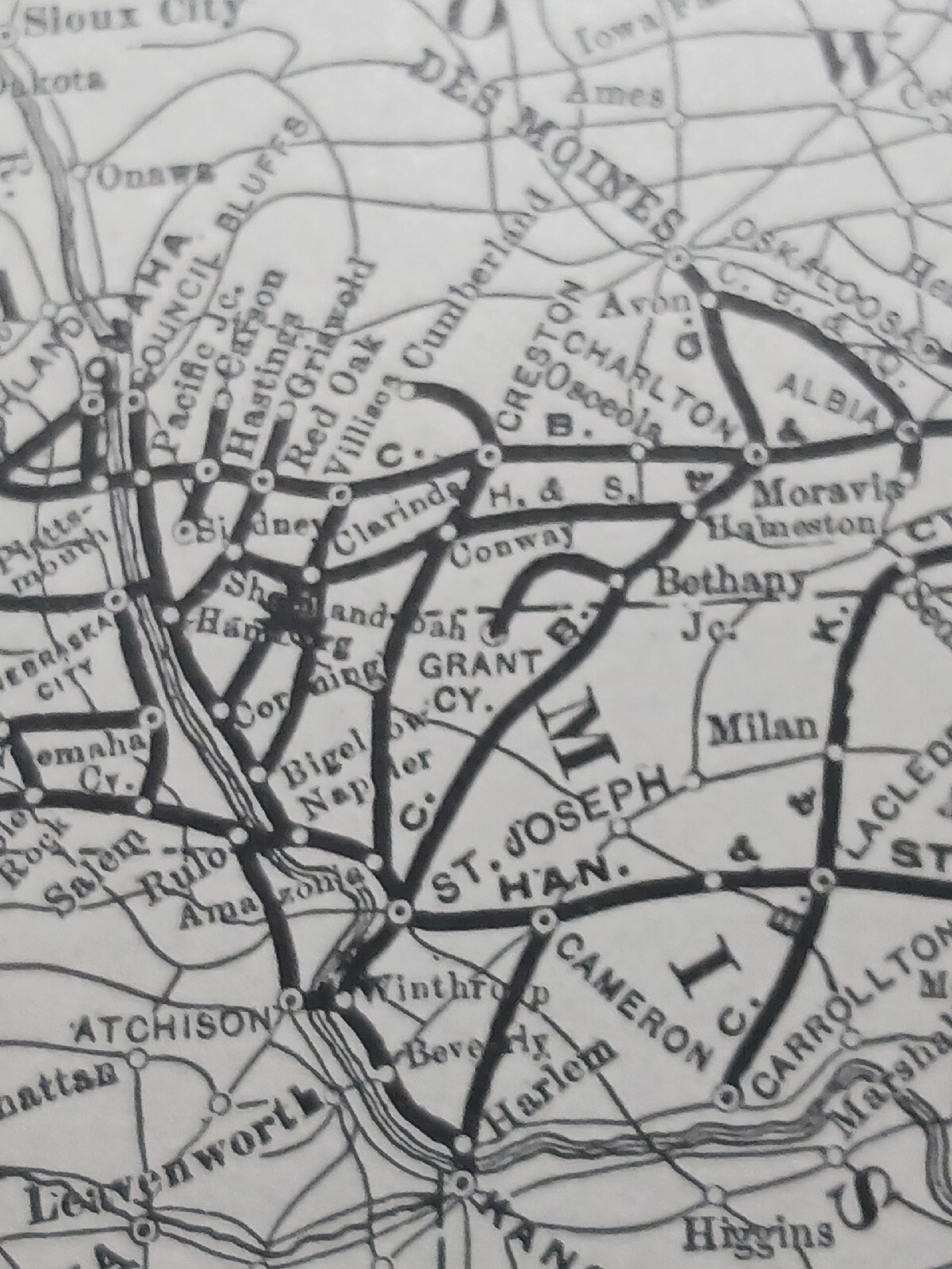 ☆1895 train map THE BURLINGTON ROUTE Chicago Burlington Quincy railroad station