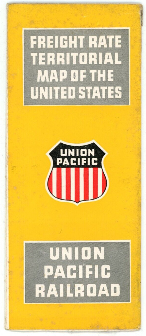 1949 Union Pacific Railroad Freight Rate Territorial Map USA Trains Locomotive