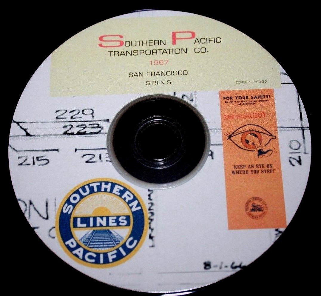 Southern Pacific RR 1967 San Francisco Area SPINS- Zones 1-20 PDF Pages on DVD