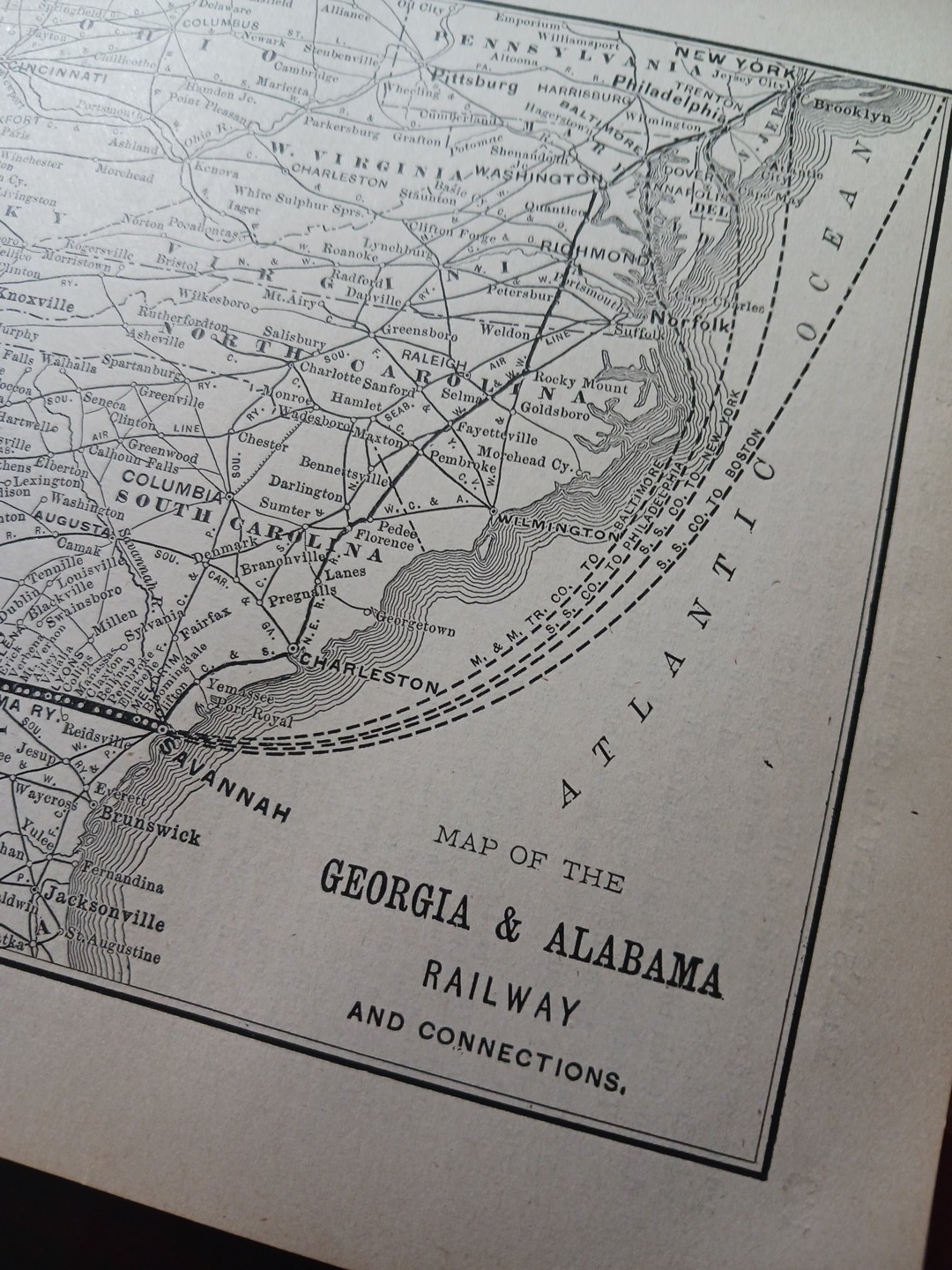 1897 Train Route Map GEORGIA & ALABAMA RAILWAY & Connections Steamship Railroad